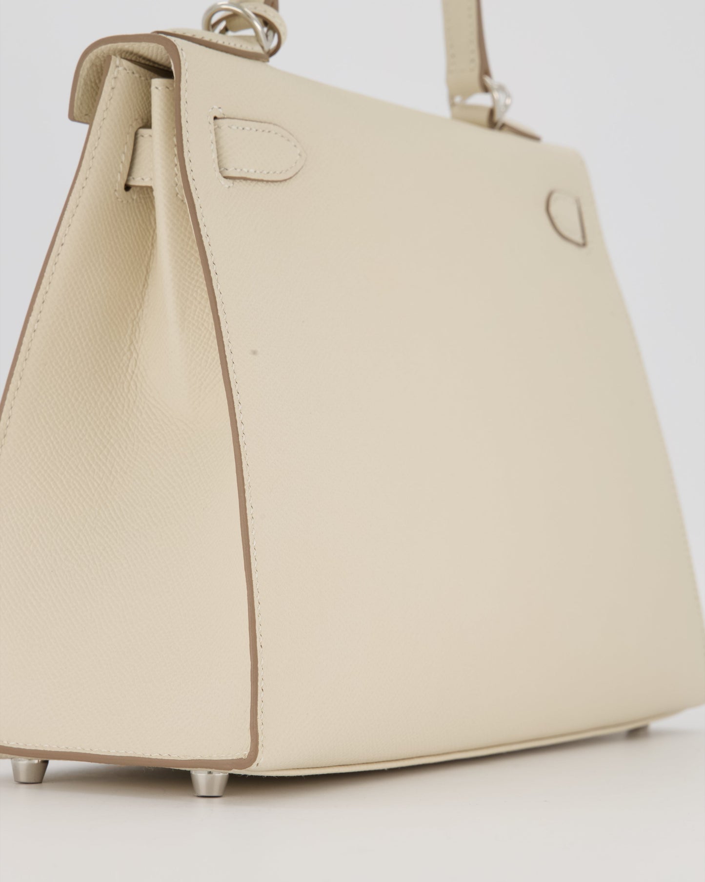 *HOT* Hermes Kelly 28 Sellier Bag in Craie Epsom Leather with Palladium Hardware