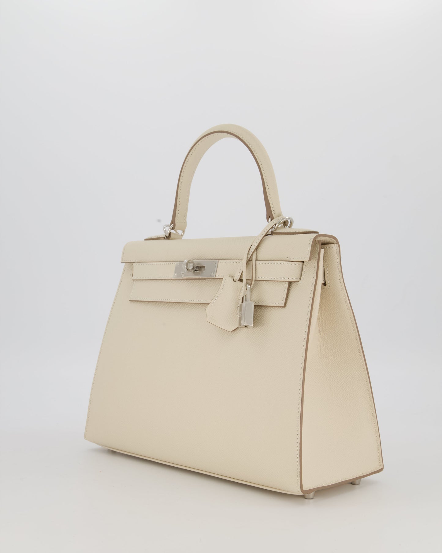 *HOT* Hermes Kelly 28 Sellier Bag in Craie Epsom Leather with Palladium Hardware