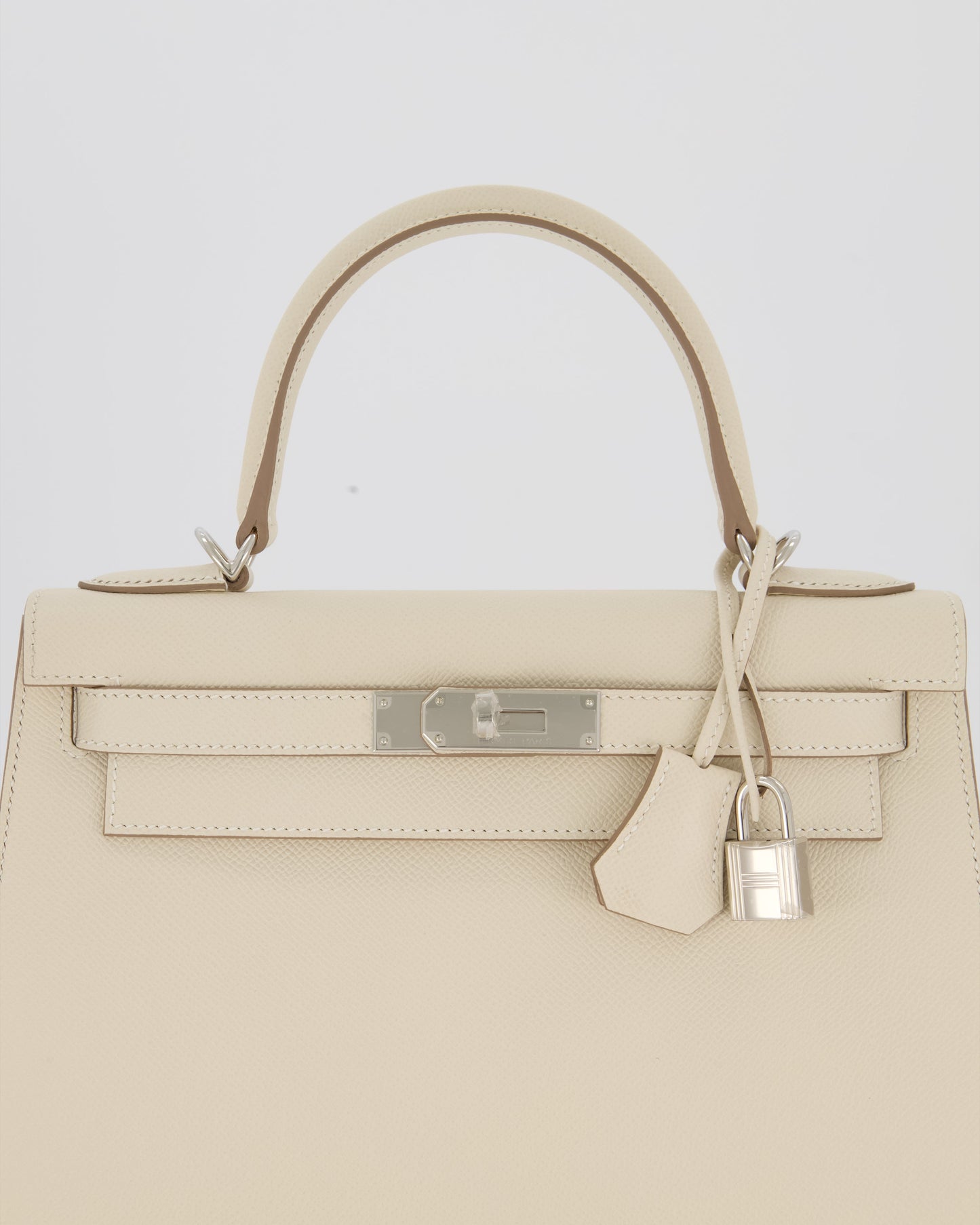 *HOT* Hermes Kelly 28 Sellier Bag in Craie Epsom Leather with Palladium Hardware
