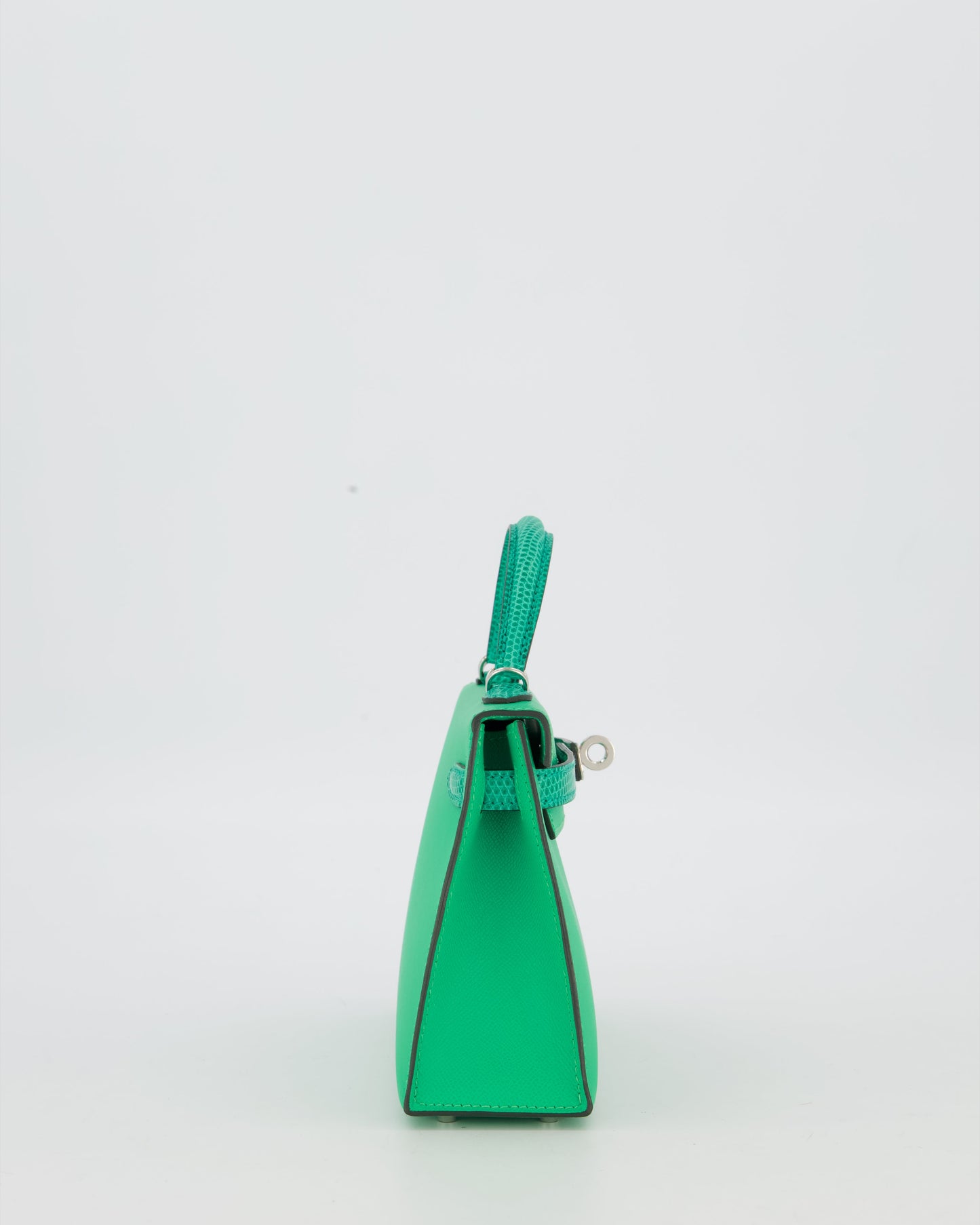*RARE* Hermes Mini Kelly II 20 Touch Bag in Vert Comics Madame and Vert Jade Niloticus Lizard Leather with Palladium Hardware