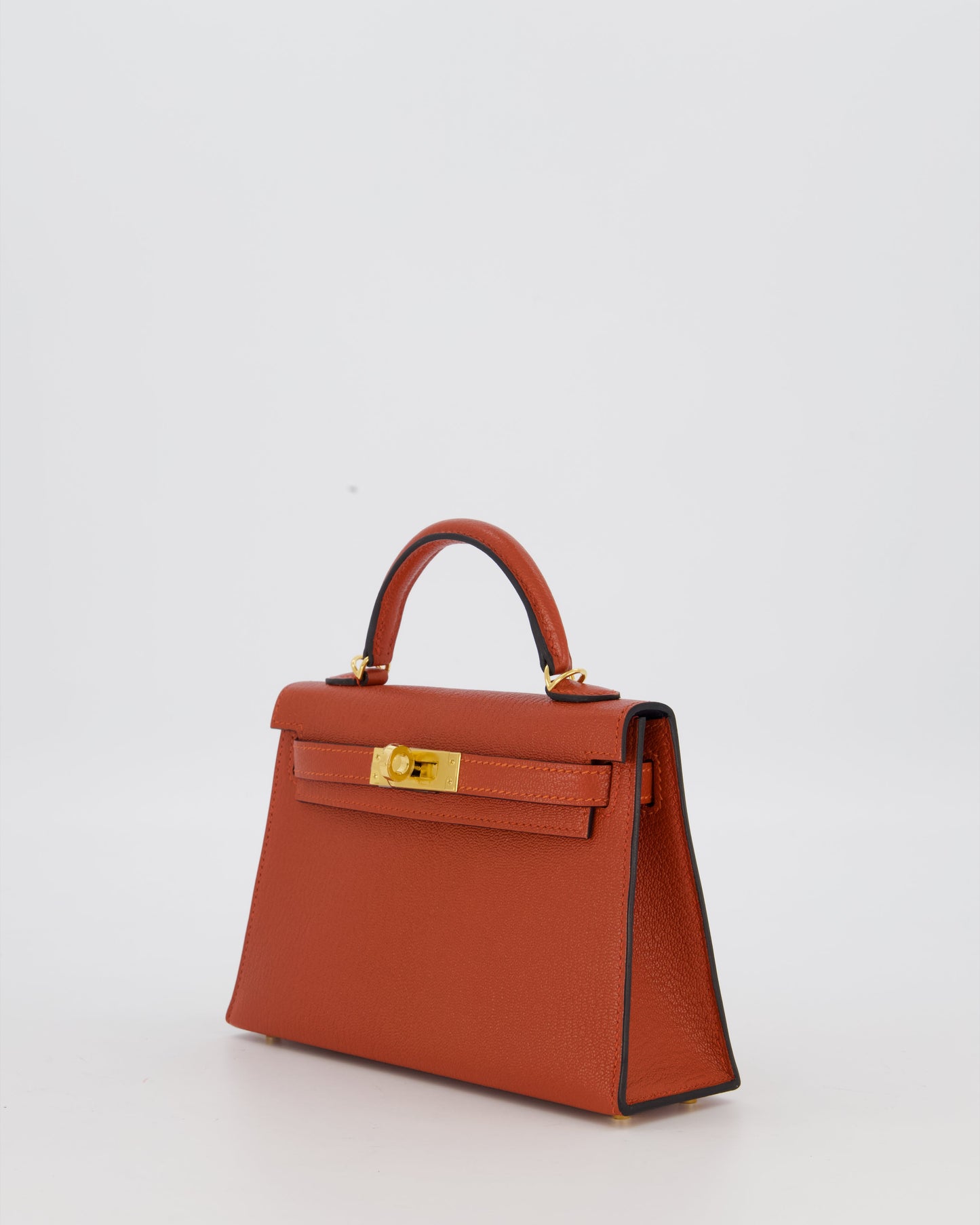 *SUPER RARE* Hermes HSS Mini Kelly II 20 Bag in Brique & Bleu Indigo Interior Chèvre Mysore Leather with Gold Hardware