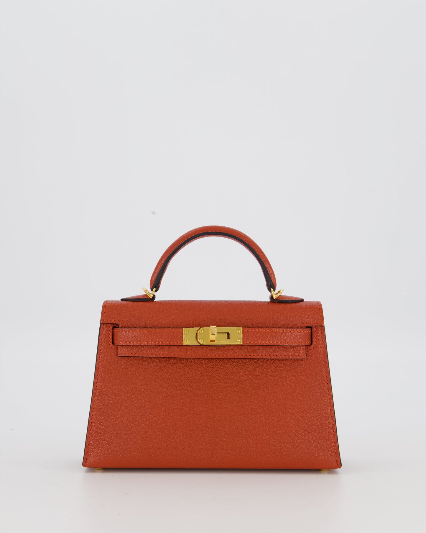 *SUPER RARE* Hermes HSS Mini Kelly II 20 Bag in Brique & Bleu Indigo Interior Chèvre Mysore Leather with Gold Hardware