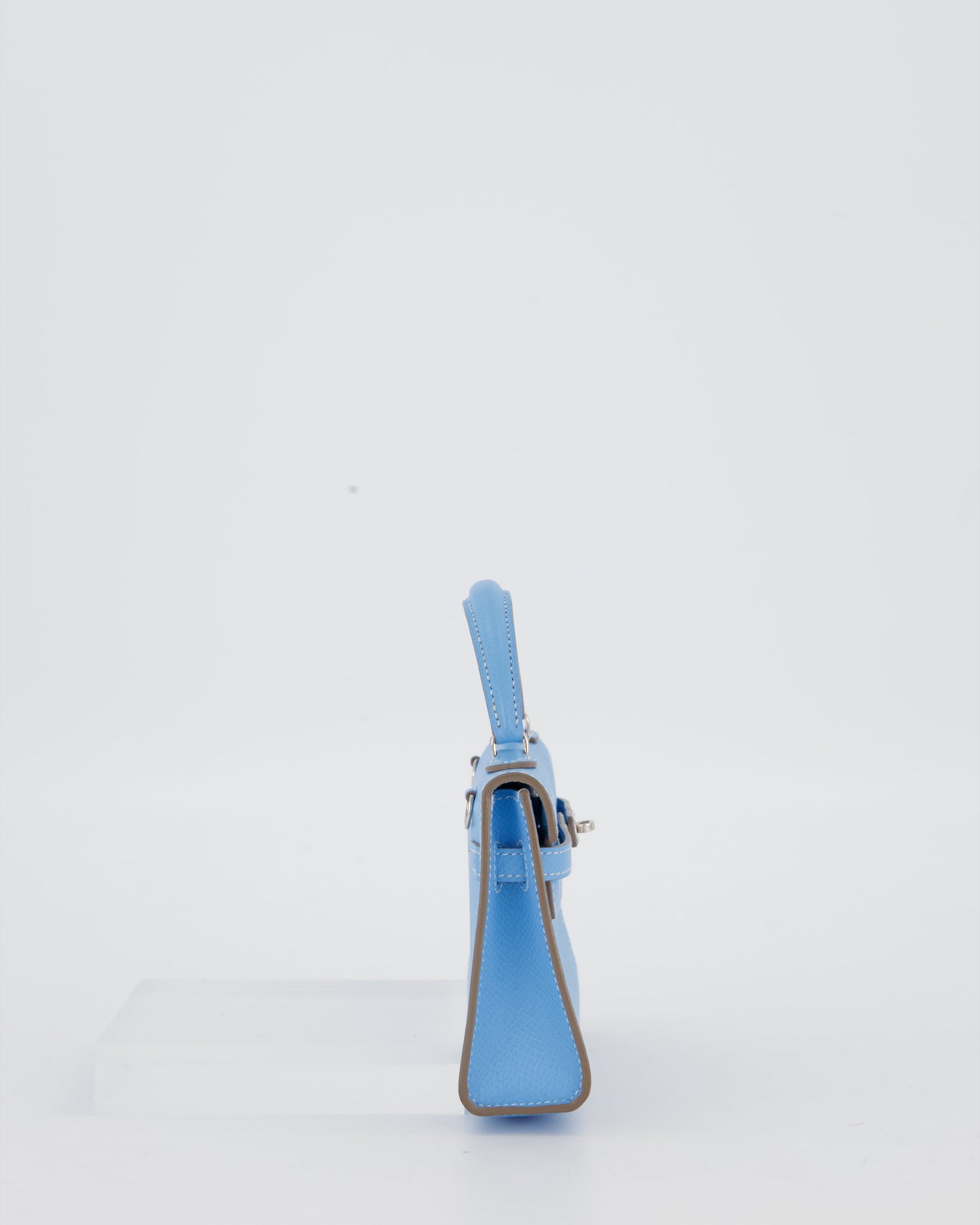 Hermes Micro Mini Kelly 15 Bag in Blue Celeste Epsom Leather with Palladium Hardware