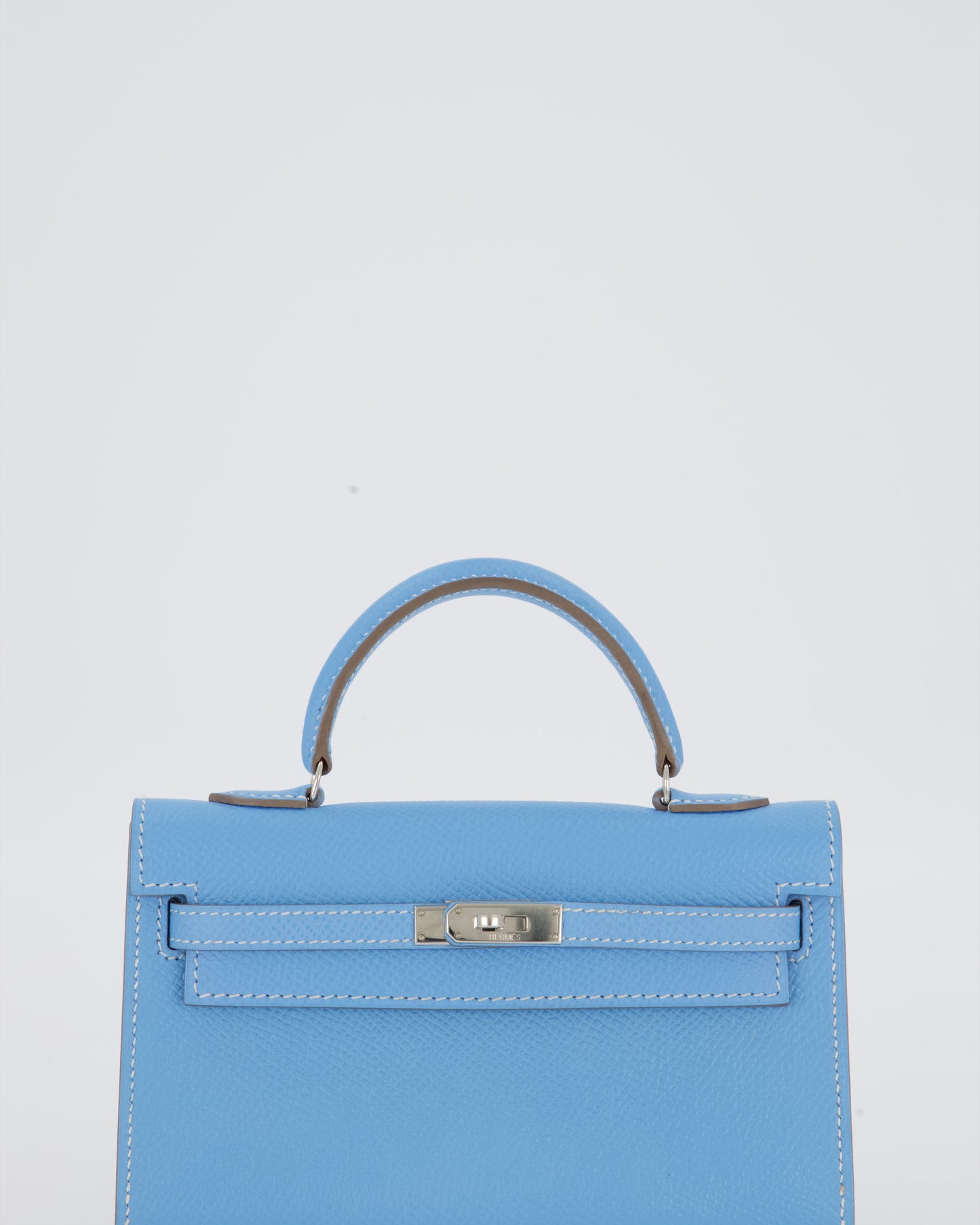 Hermes Micro Mini Kelly 15 Bag in Blue Celeste Epsom Leather with Palladium Hardware