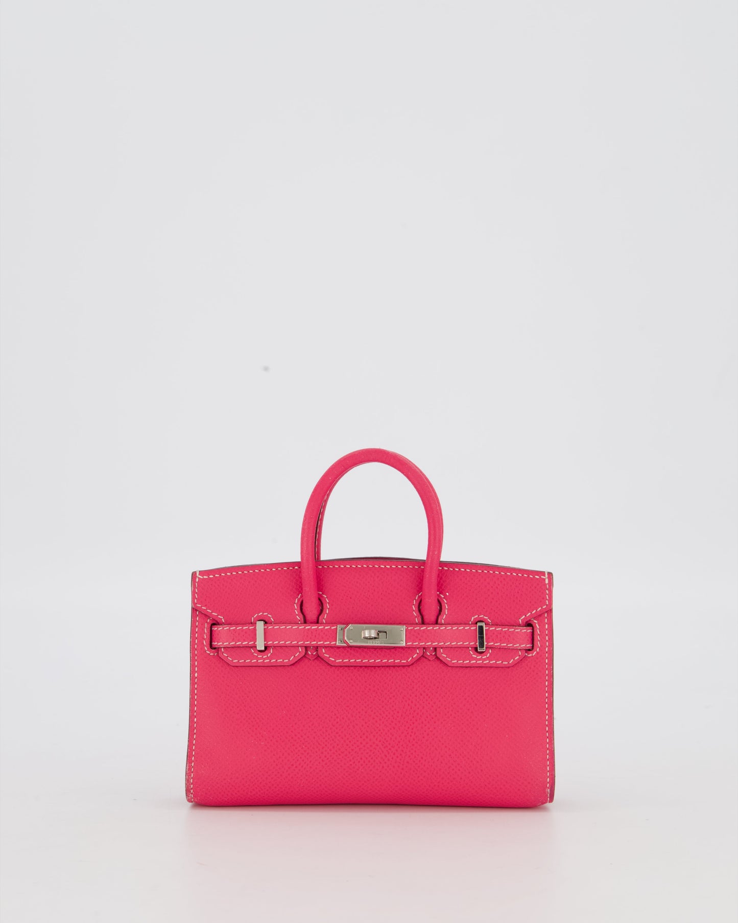 Hermes Micro Birkin 15 Bag in Rose Tyrien Epsom Leather with Palladium Hardware