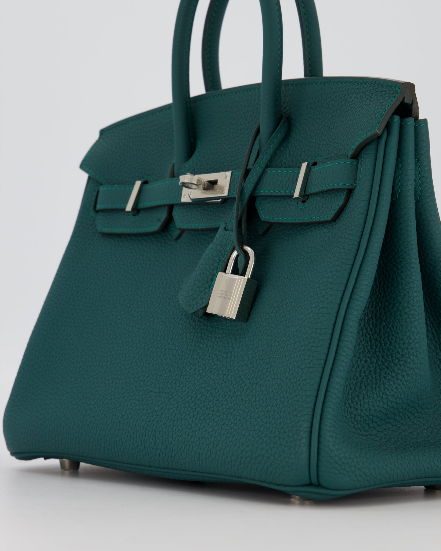 Hermes Birkin 25 Retourne Bag in Malachite Togo Leather with Palladium Hardware