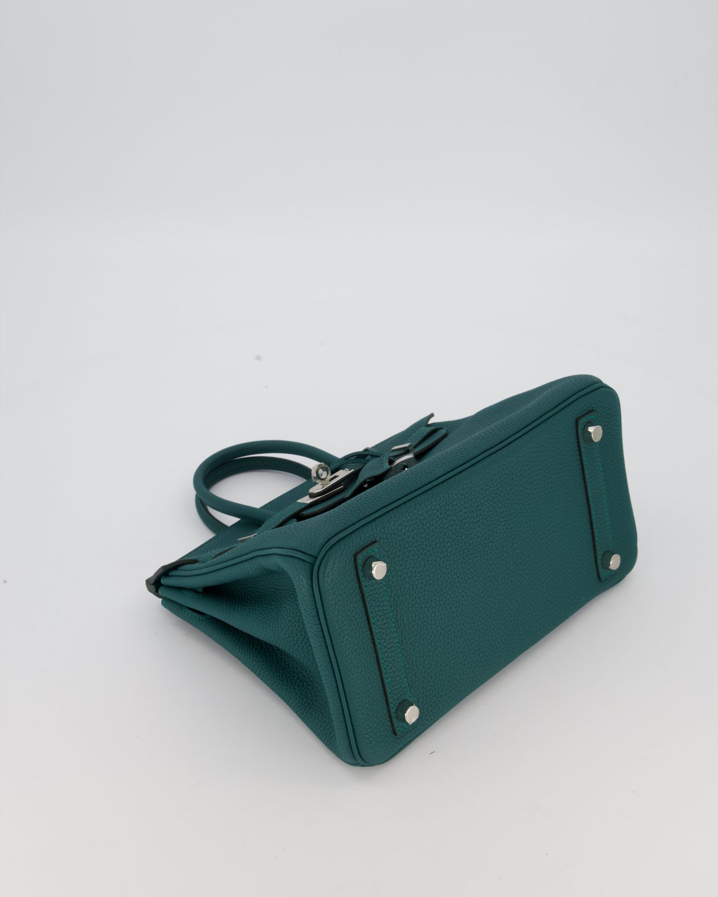 Hermes Birkin 25 Retourne Bag in Malachite Togo Leather with Palladium Hardware