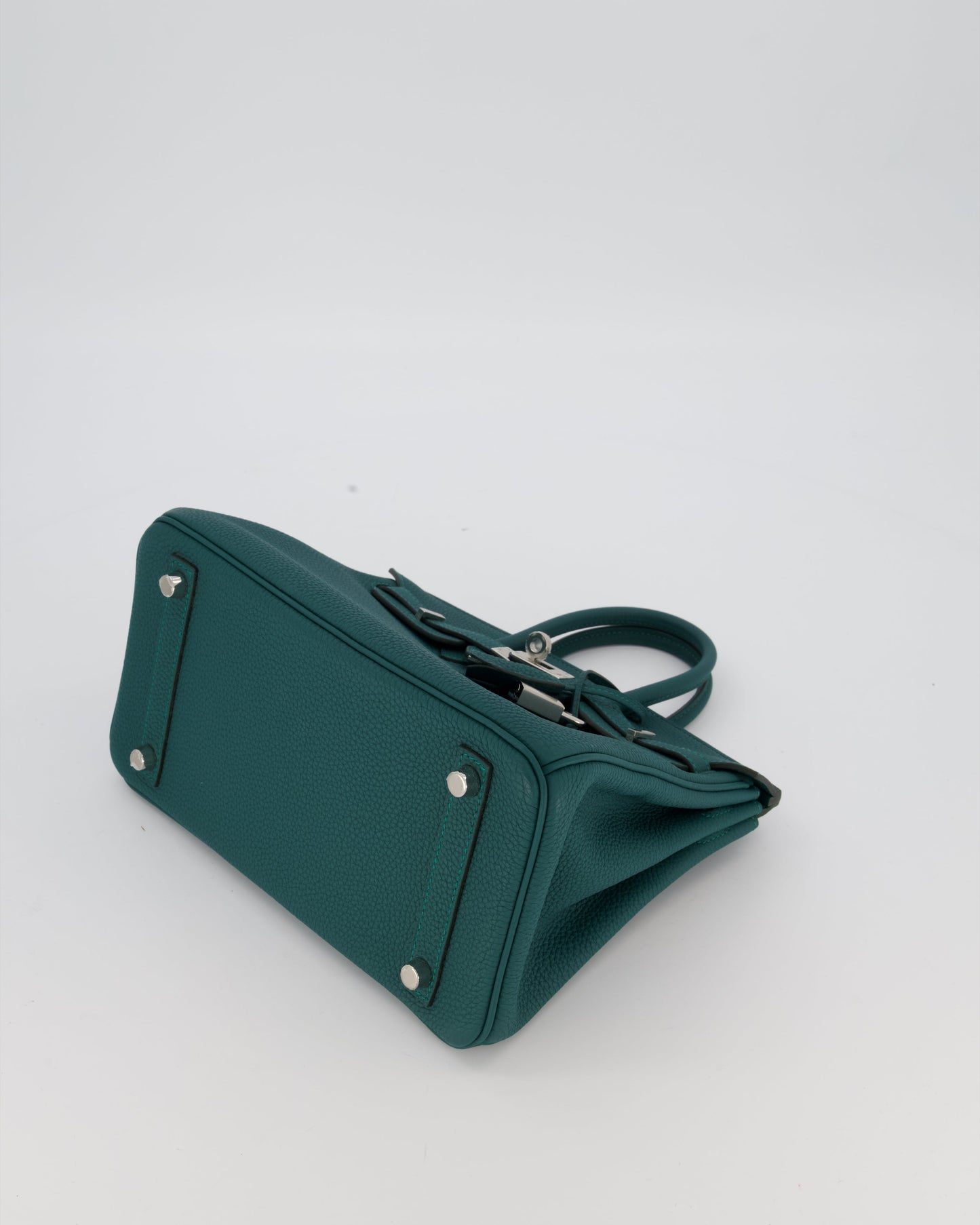 Hermes Birkin 25 Retourne Bag in Malachite Togo Leather with Palladium Hardware