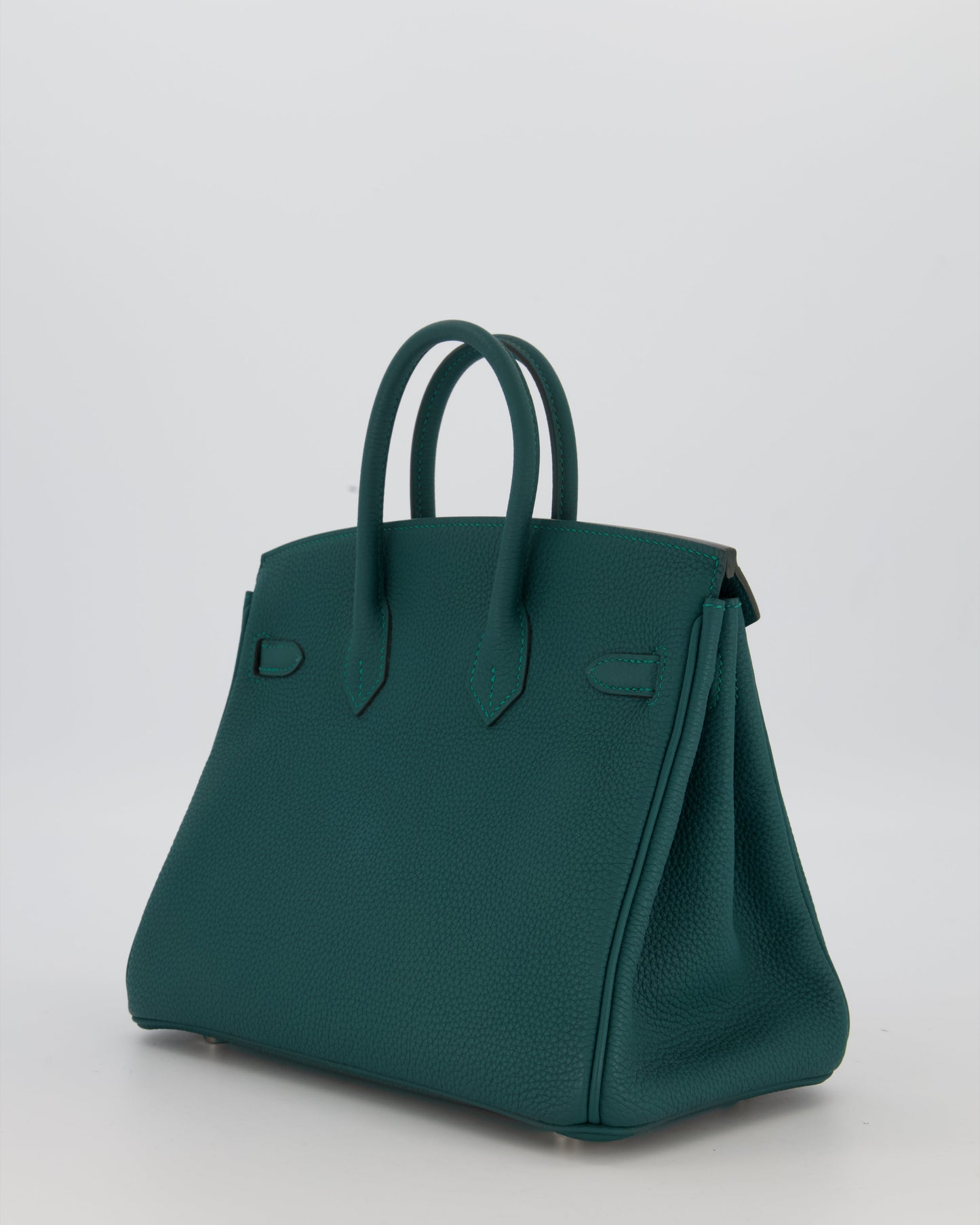 Hermes Birkin 25 Retourne Bag in Malachite Togo Leather with Palladium Hardware