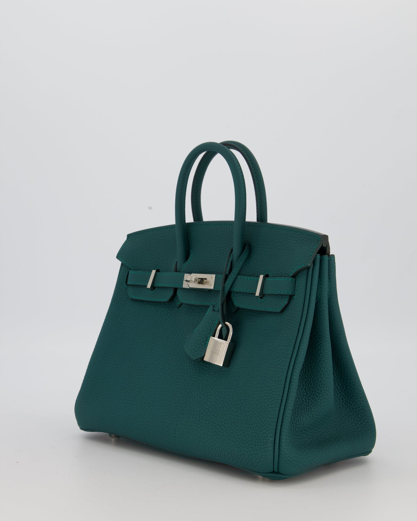 Hermes Birkin 25 Retourne Bag in Malachite Togo Leather with Palladium Hardware