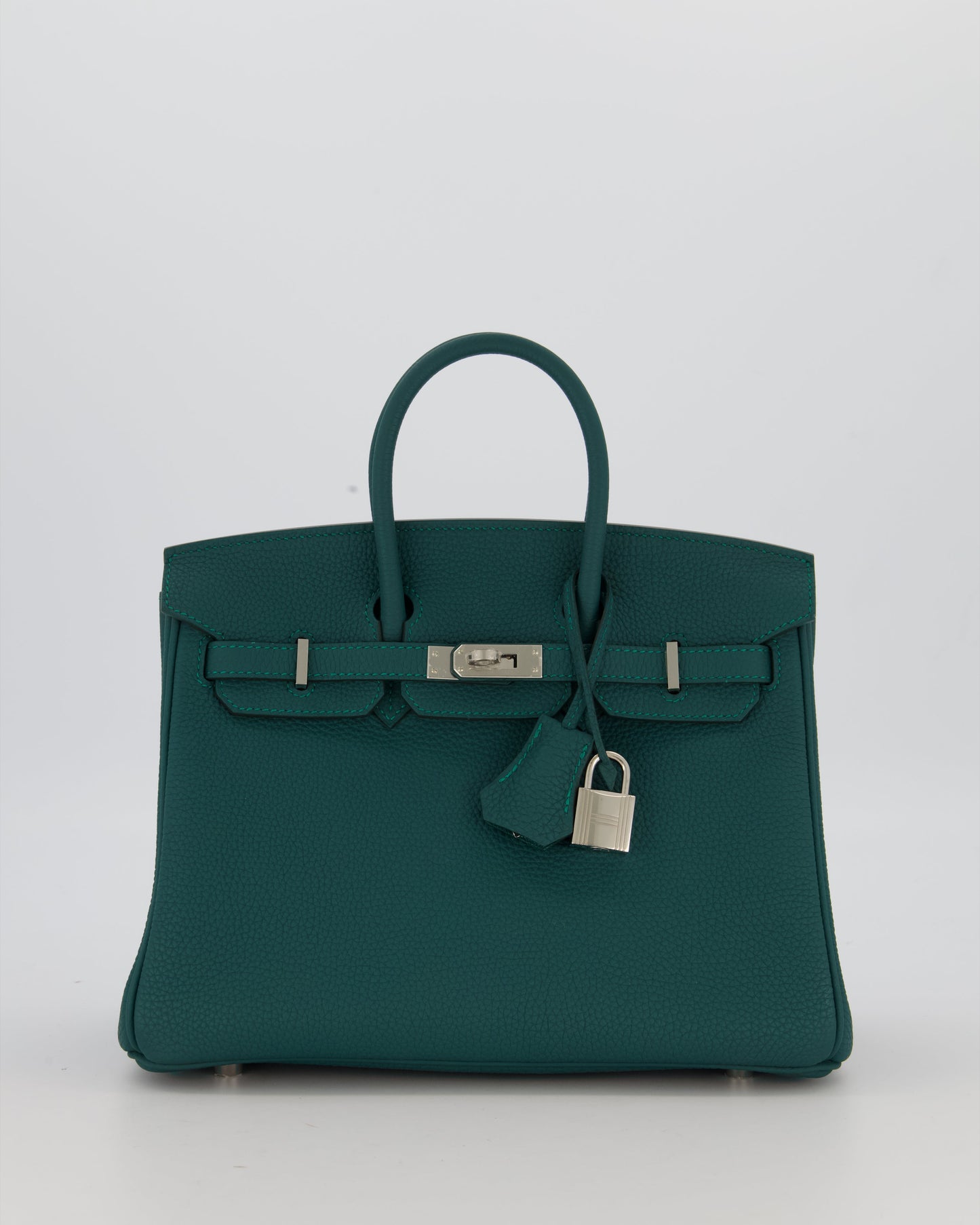 Hermes Birkin 25 Retourne Bag in Malachite Togo Leather with Palladium Hardware