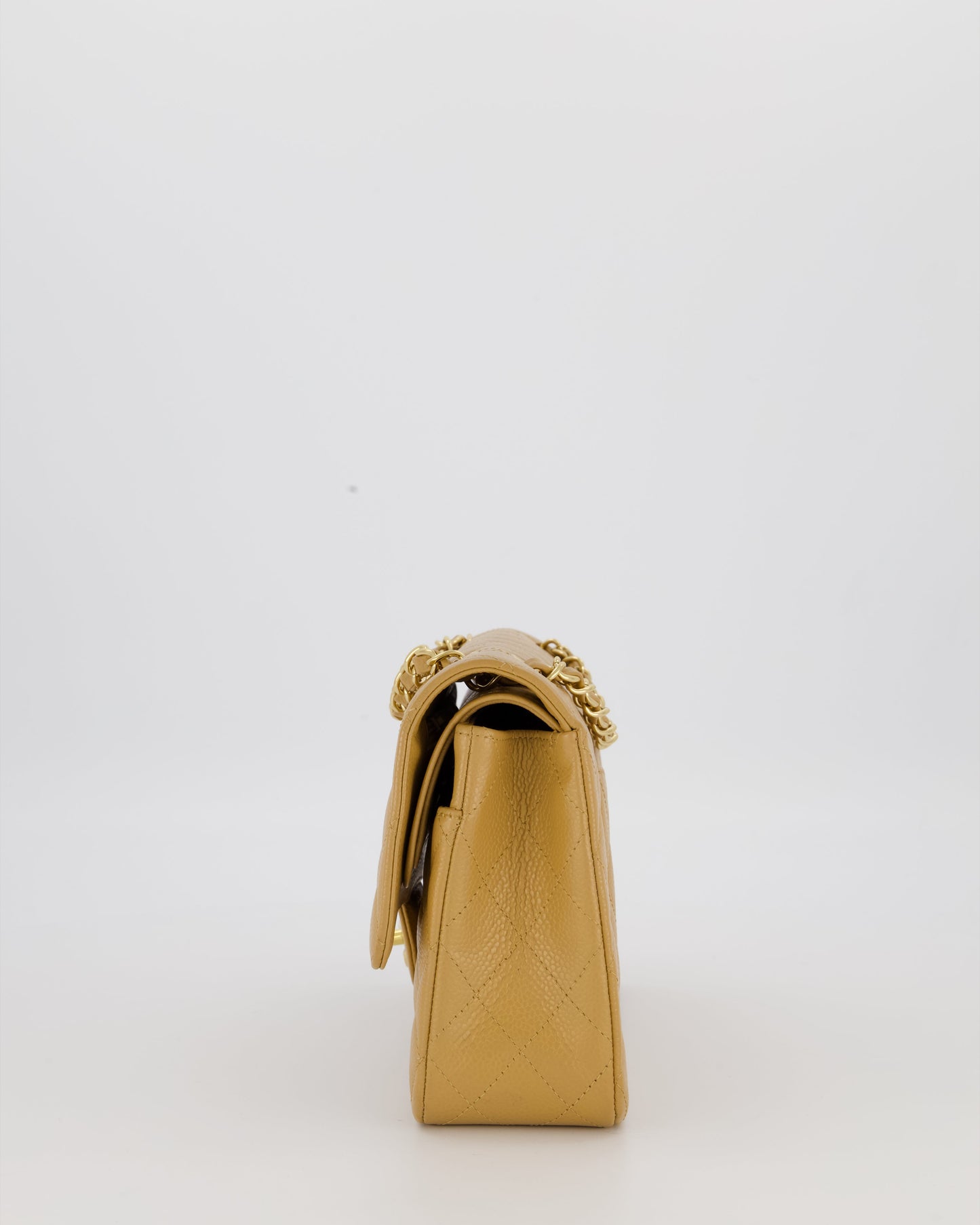 *VERY RARE* Chanel Chai Latte Vintage Medium Classic Double Flap Bag in Caviar Leather with 24K Gold Hardware