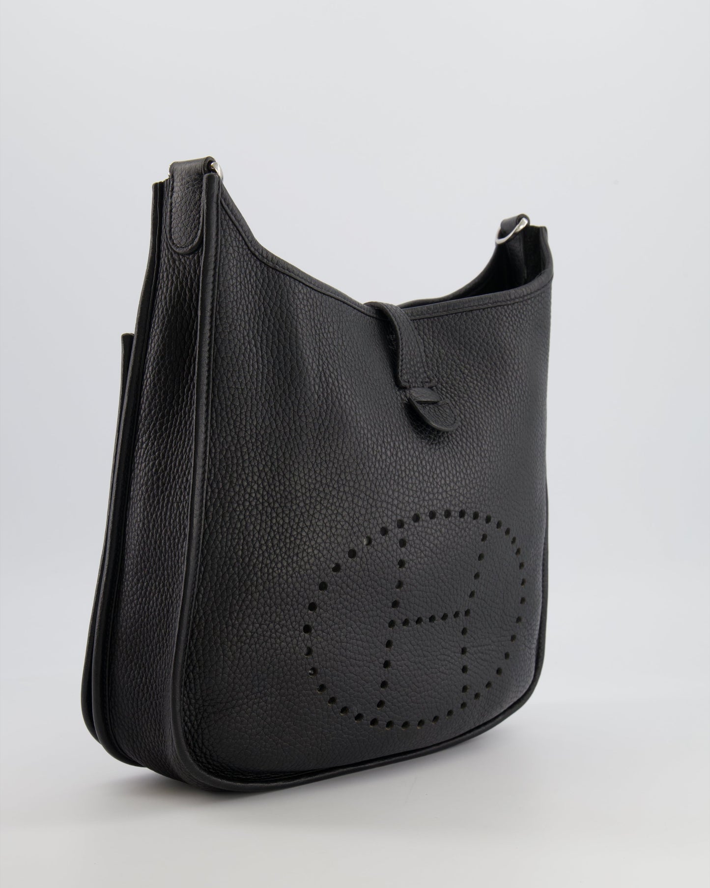 Hermes Evelyne 29 Bag in Noir Clemence Leather with Palladium Hardware