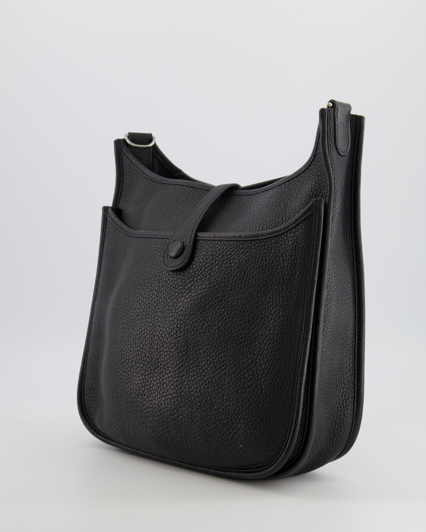 Hermes Evelyne 29 Bag in Noir Clemence Leather with Palladium Hardware