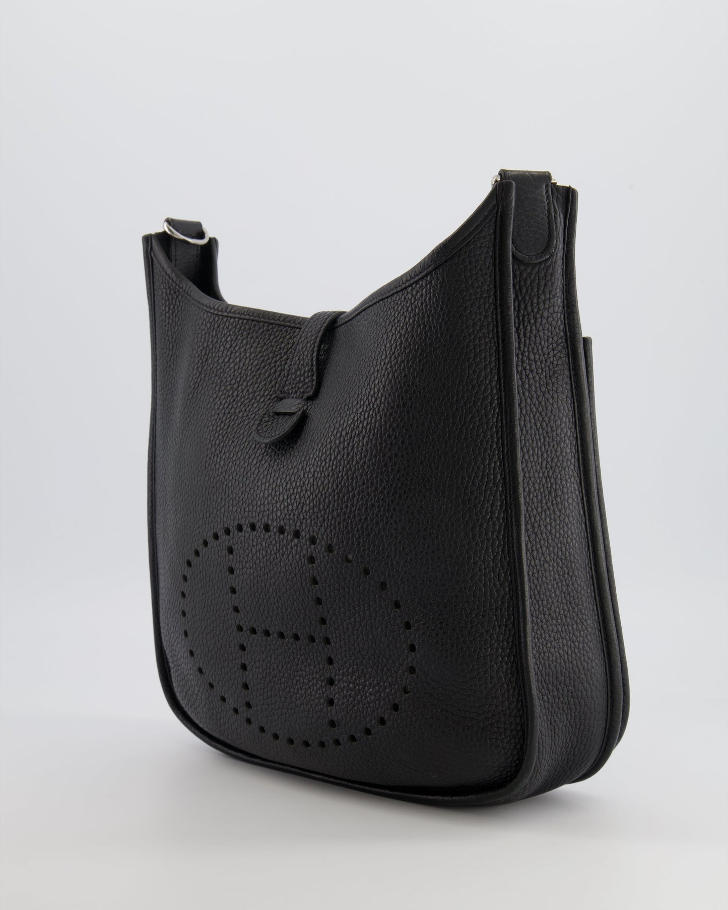 Hermes Evelyne 29 Bag in Noir Clemence Leather with Palladium Hardware