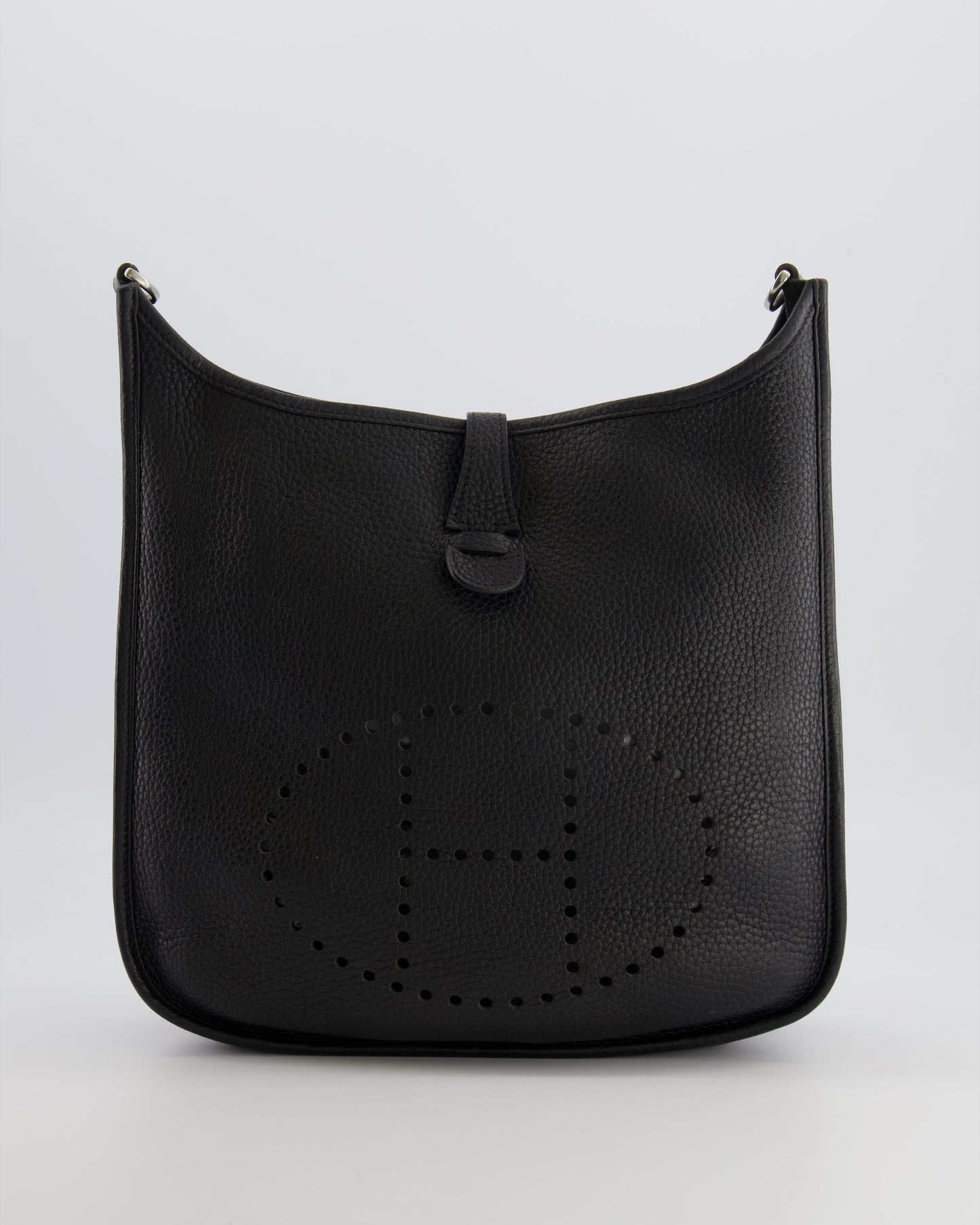 Hermes Evelyne 29 Bag in Noir Clemence Leather with Palladium Hardware