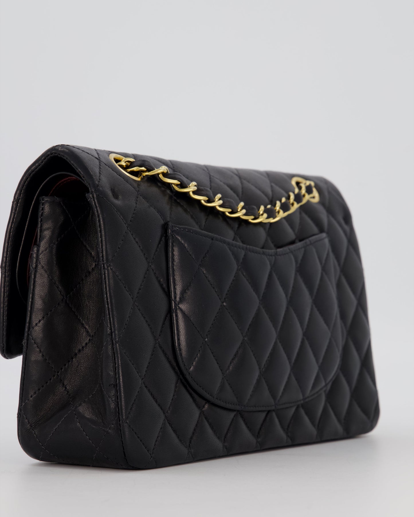 Chanel Black Vintage Medium Classic Double Flap Bag in Lambskin Leather with 24K Gold Hardware