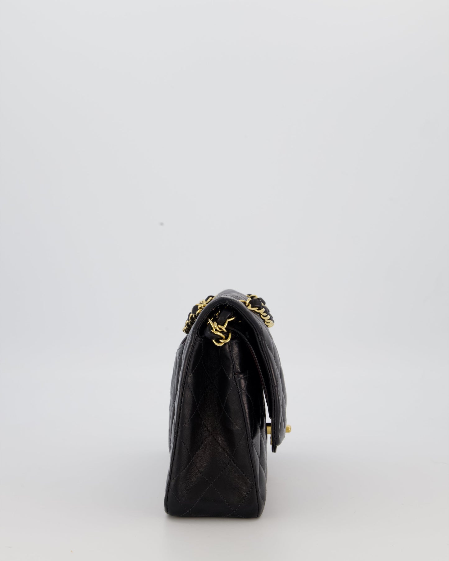 Chanel Black Vintage Medium Classic Double Flap Bag in Lambskin Leather with 24K Gold Hardware