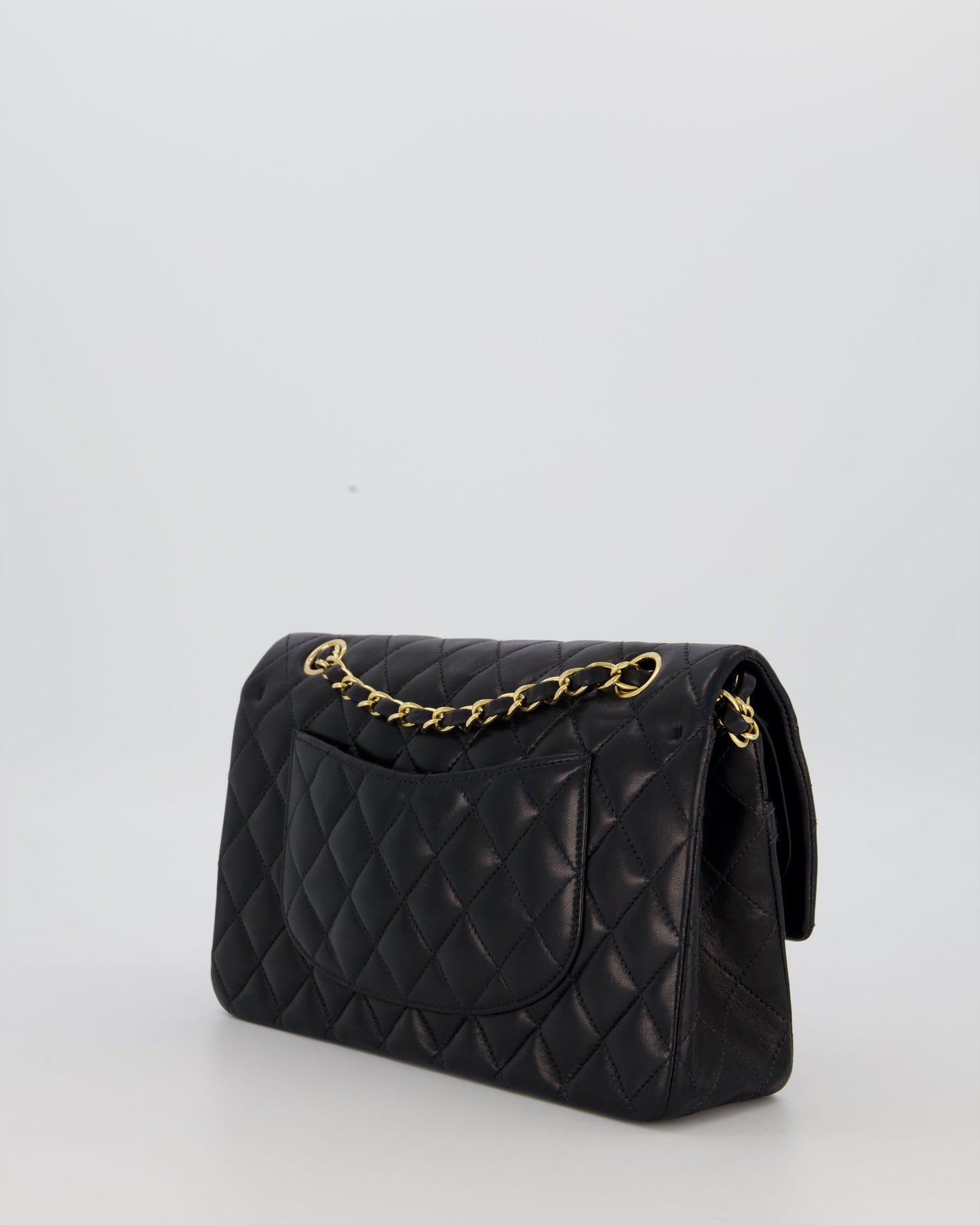 Chanel Black Vintage Medium Classic Double Flap Bag in Lambskin Leather with 24K Gold Hardware