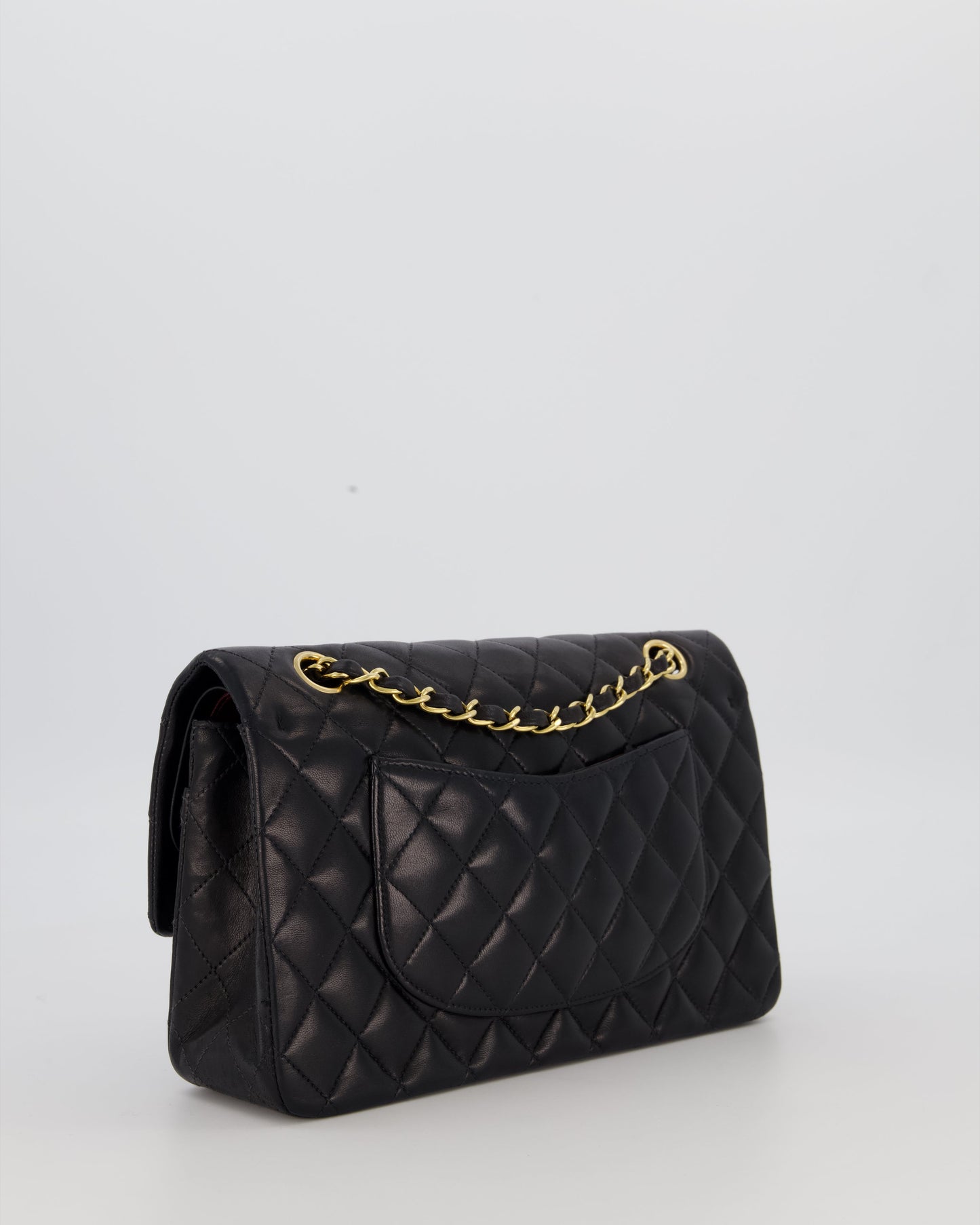 Chanel Black Vintage Medium Classic Double Flap Bag in Lambskin Leather with 24K Gold Hardware