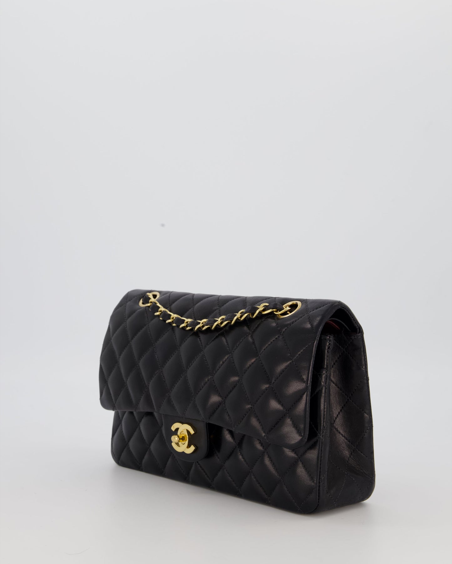 Chanel Black Vintage Medium Classic Double Flap Bag in Lambskin Leather with 24K Gold Hardware