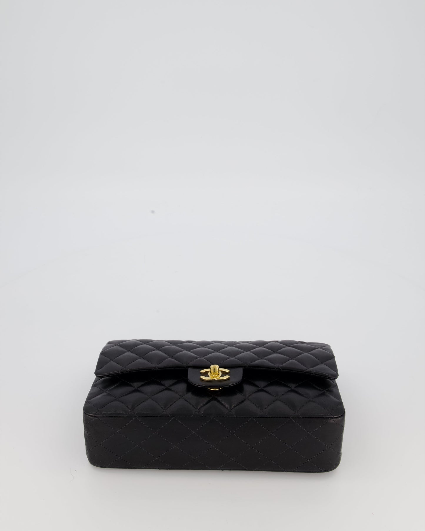 Chanel Black Vintage Medium Classic Double Flap Bag in Lambskin Leather with 24K Gold Hardware