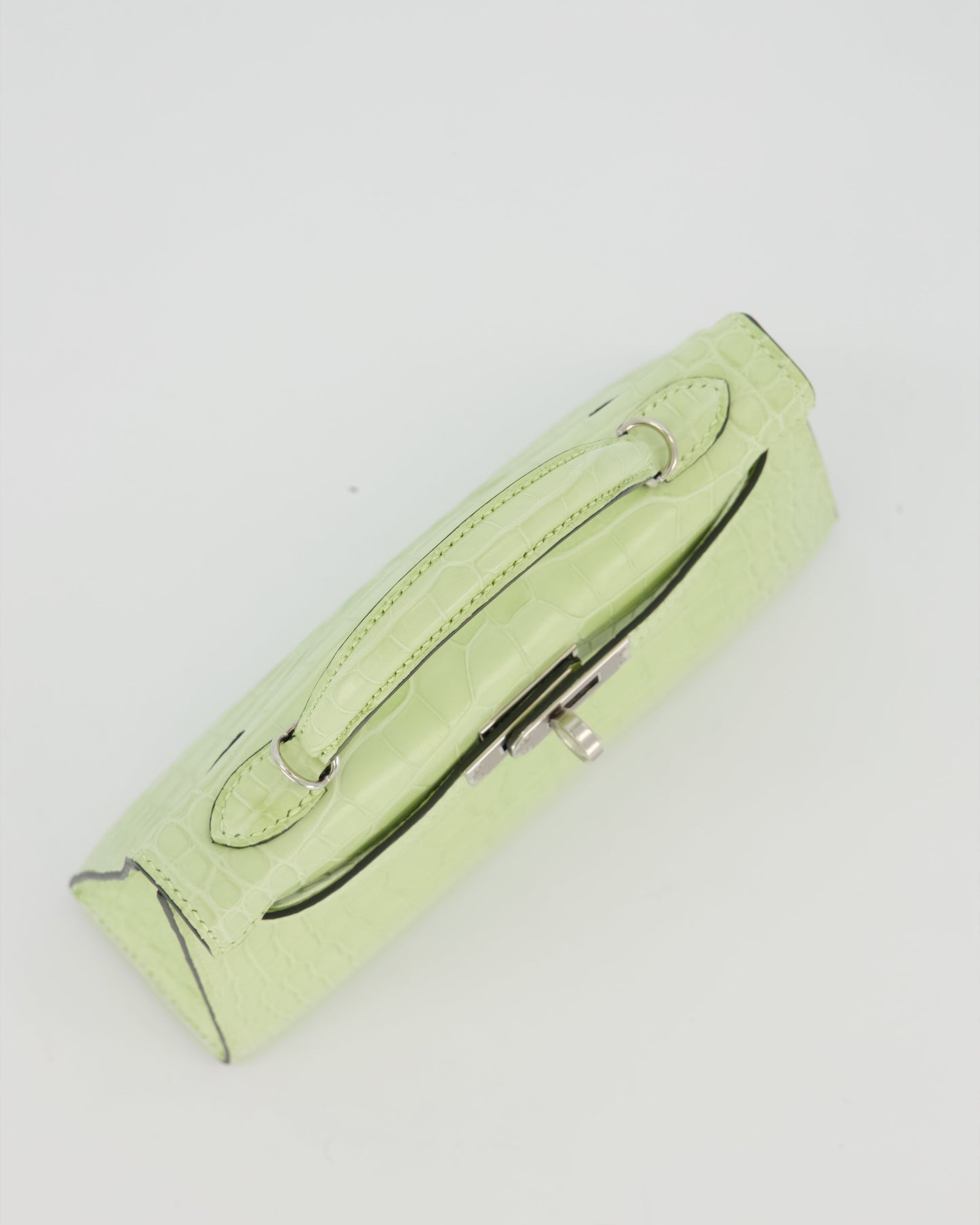 *SUPER RARE & HOT* Hermes Mini Kelly II 20 Bag in Jaune Bourgeon Alligator Mississippiensis Leather with Palladium Hardware