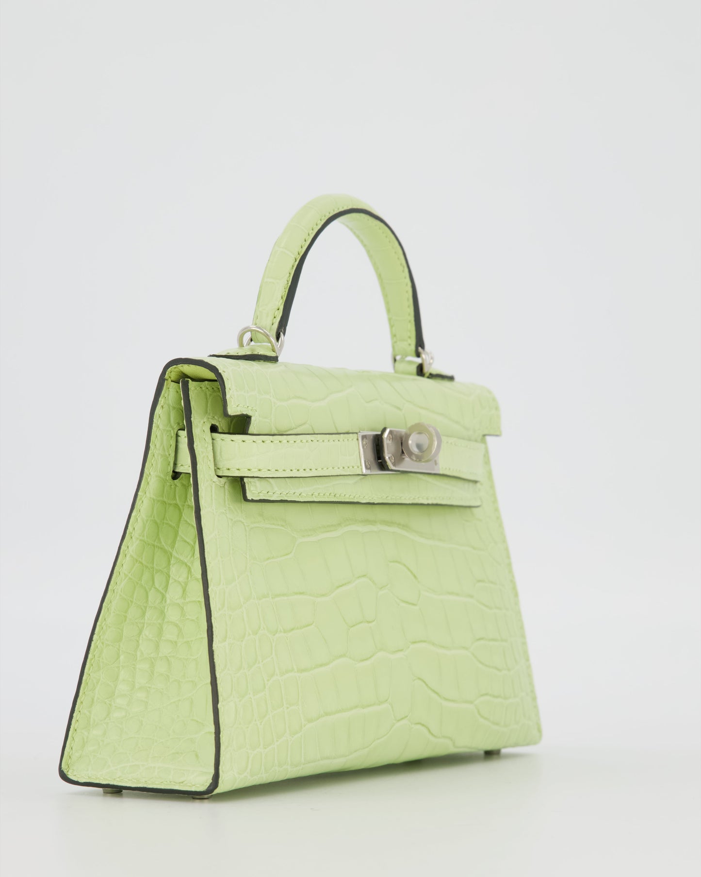 *SUPER RARE & HOT* Hermes Mini Kelly II 20 Bag in Jaune Bourgeon Alligator Mississippiensis Leather with Palladium Hardware