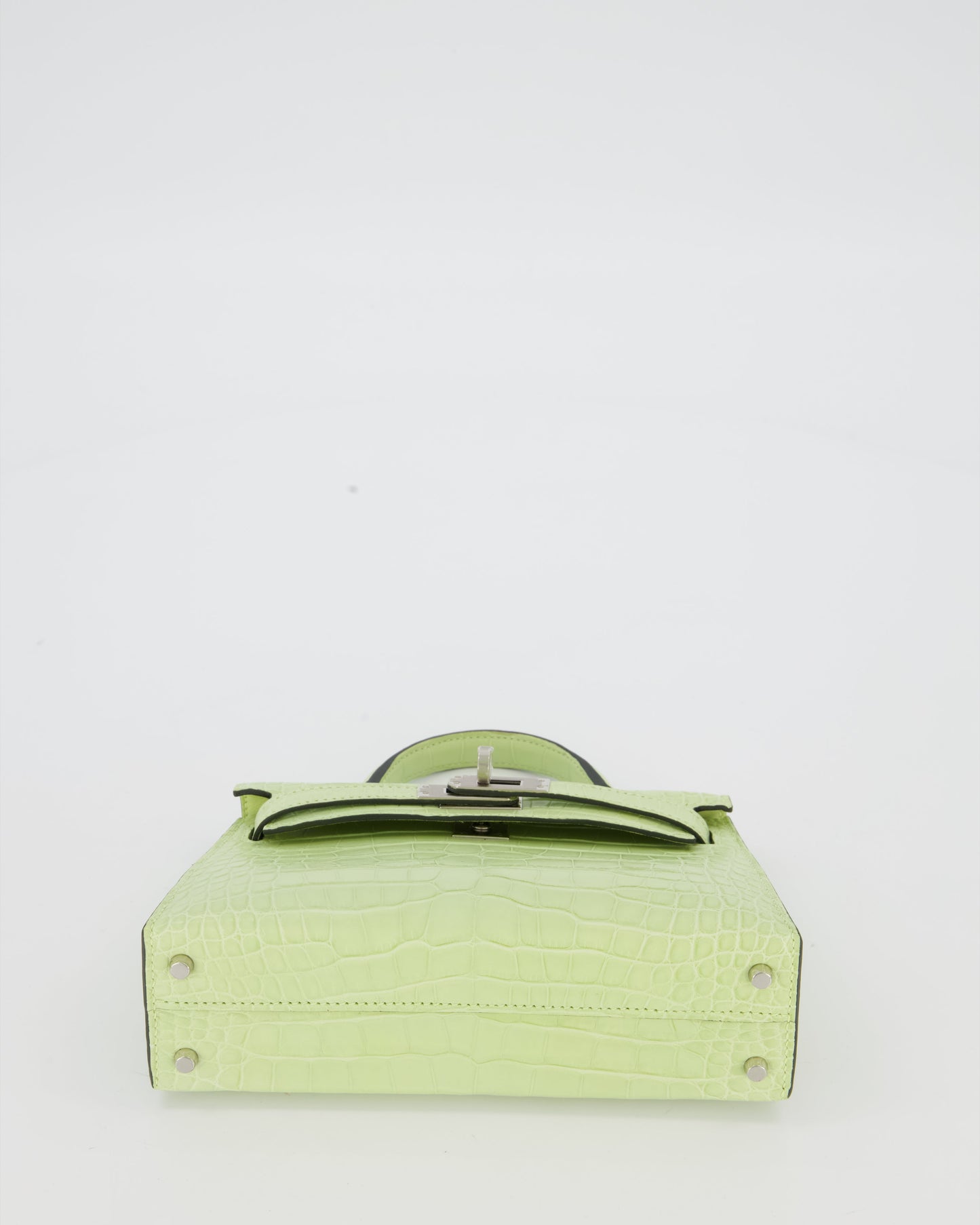 *SUPER RARE & HOT* Hermes Mini Kelly II 20 Bag in Jaune Bourgeon Alligator Mississippiensis Leather with Palladium Hardware