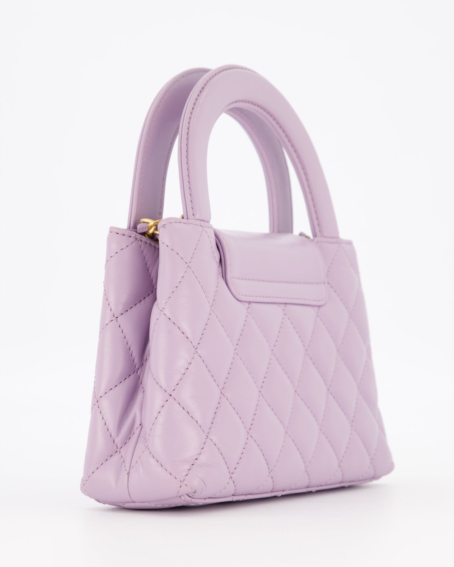 *HOT COLOUR* Chanel Lilac Small Mini Kelly Shopping Bag in Calfskin Leather with Brushed Gold Hardware