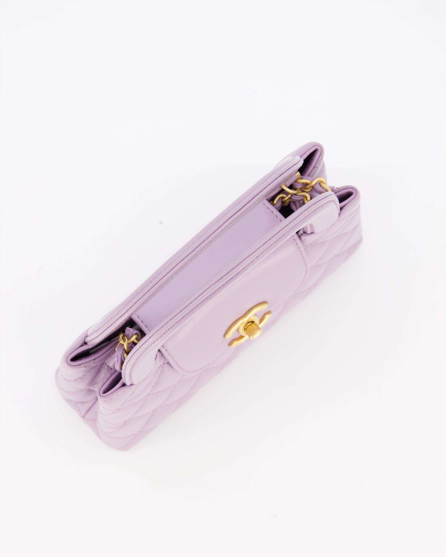 *HOT COLOUR* Chanel Lilac Small Mini Kelly Shopping Bag in Calfskin Leather with Brushed Gold Hardware