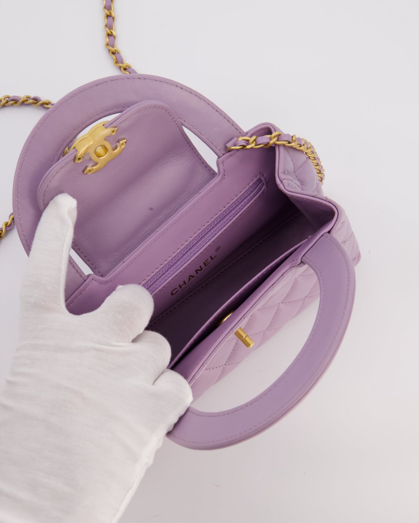 *HOT COLOUR* Chanel Lilac Small Mini Kelly Shopping Bag in Calfskin Leather with Brushed Gold Hardware