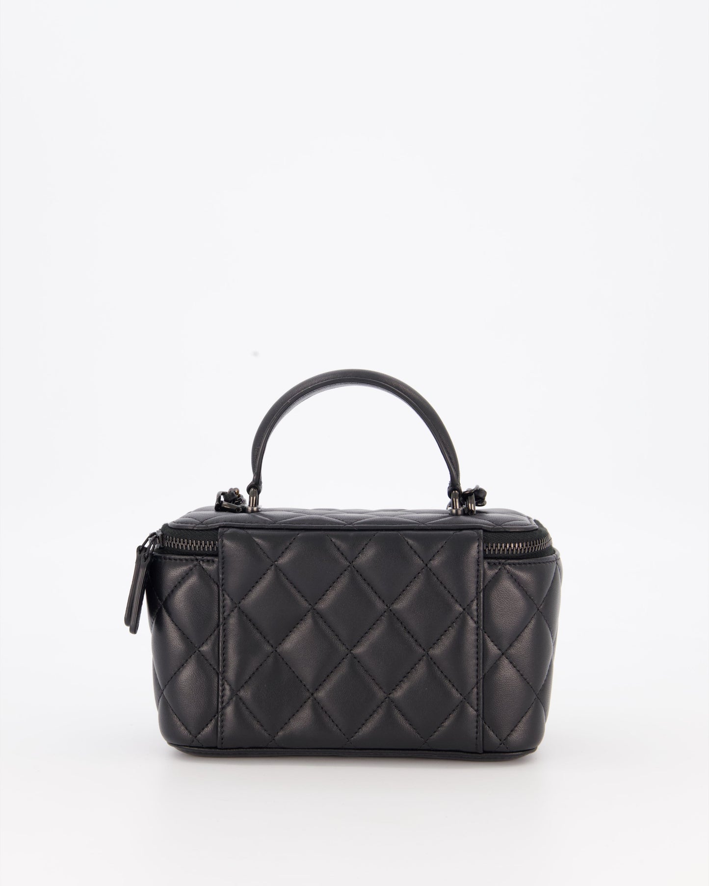 Chanel Black Small Top Handle Vanity Case in Lambskin Leather with So Black Hardware