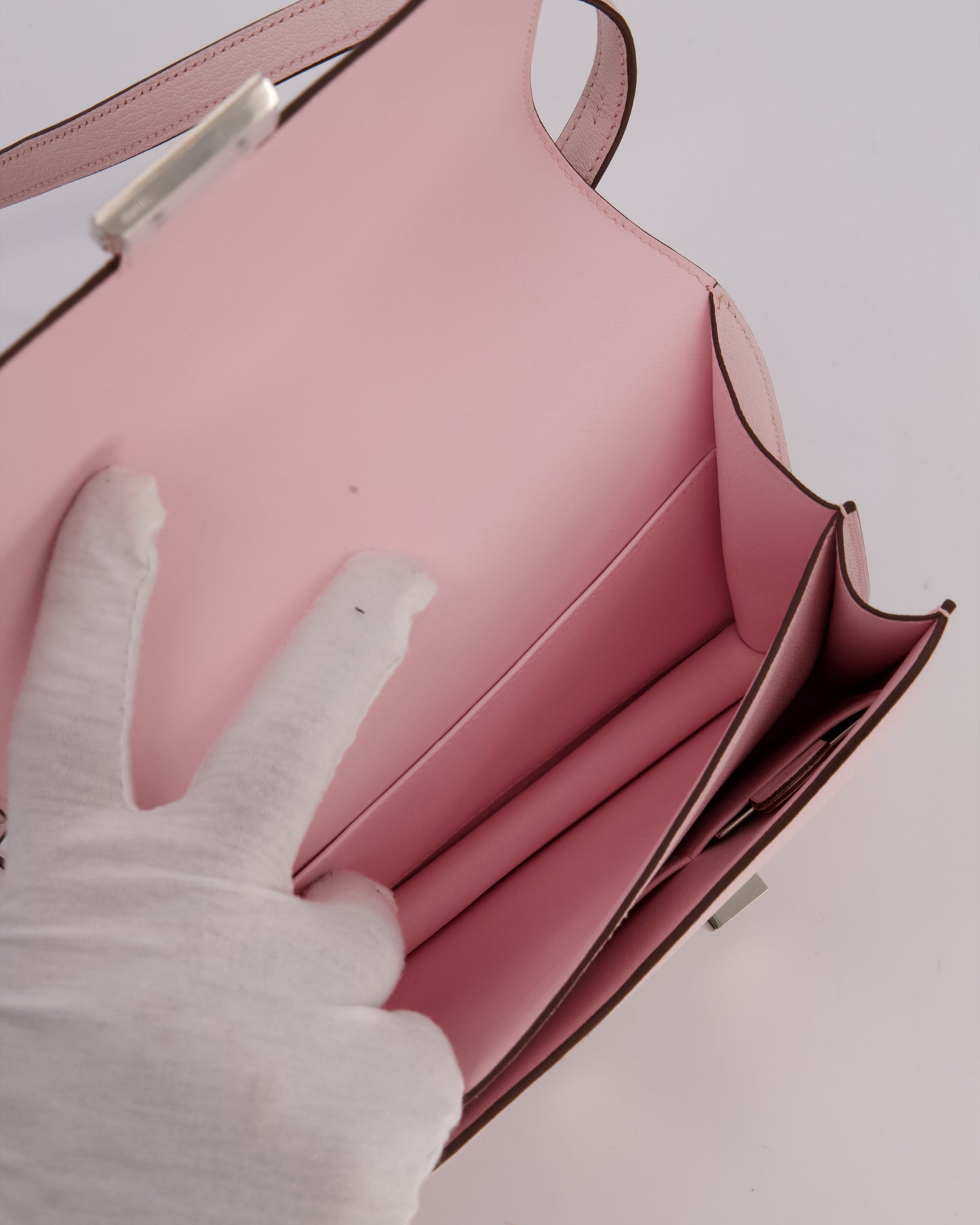 Hermes Constance III 18 Miroir Bag in Rose Darling Chevrè Mysore Leather with Palladium Permabrass Hardware