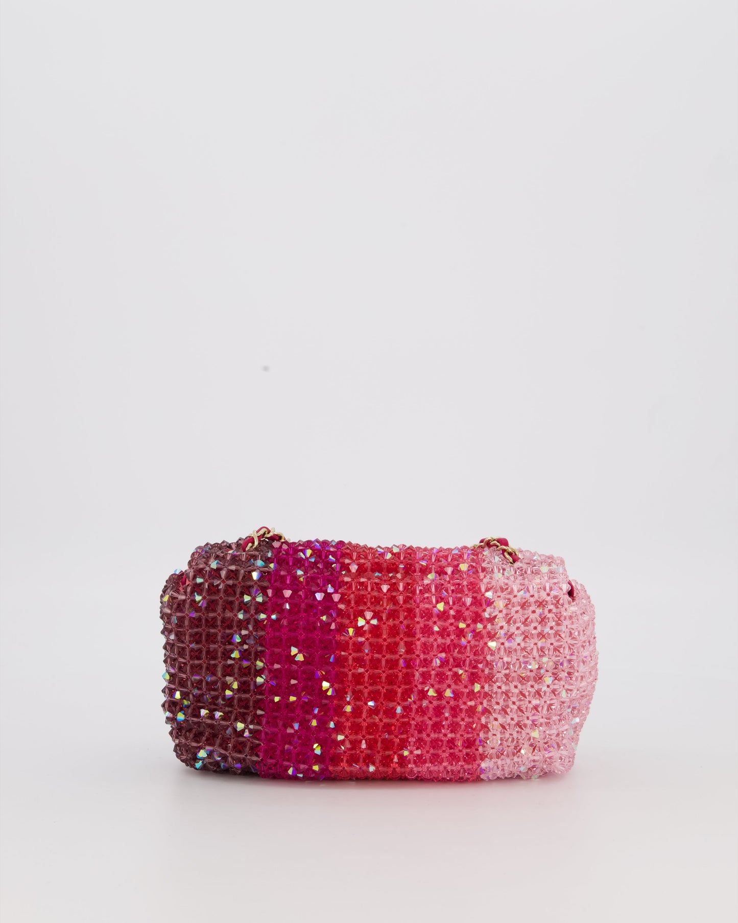 Chanel S/S 2020 Pink Ombre Mini Flap Bag with Crystal Embellishments & Champagne Gold Hardware