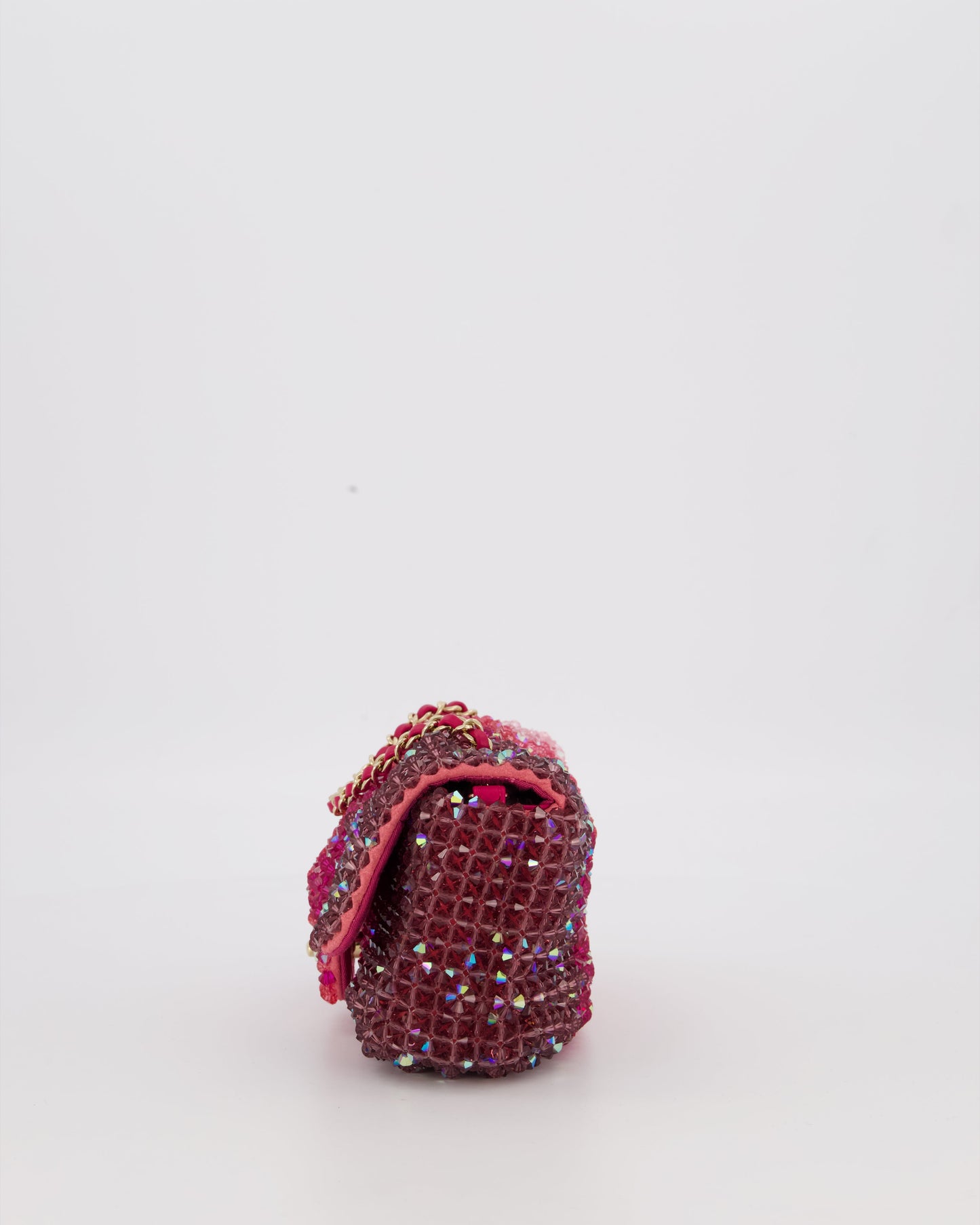 Chanel S/S 2020 Pink Ombre Mini Flap Bag with Crystal Embellishments & Champagne Gold Hardware