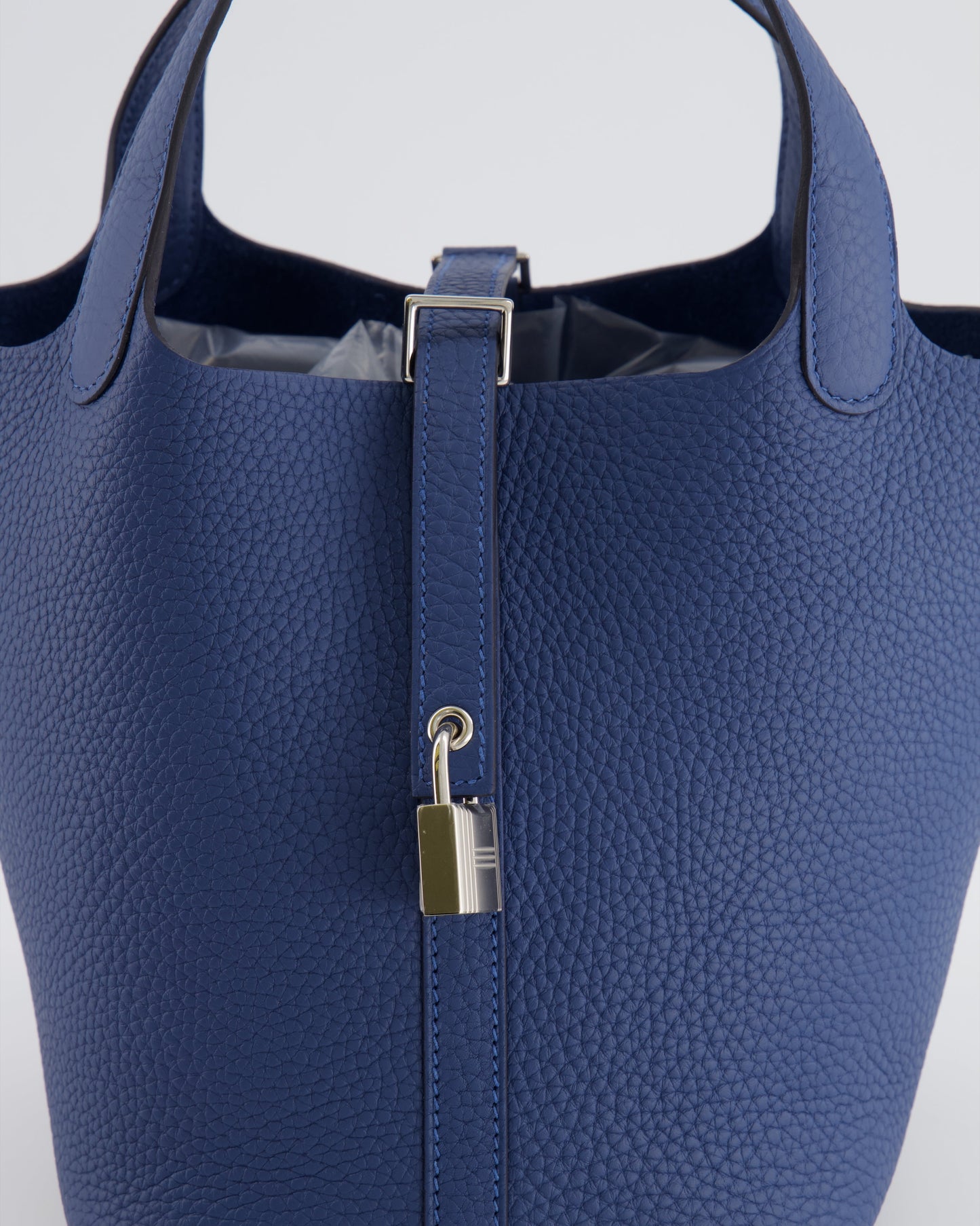 Hermes Picotin Lock 18 Bag in Blue Tie Clemence Leather with Palladium Hardware