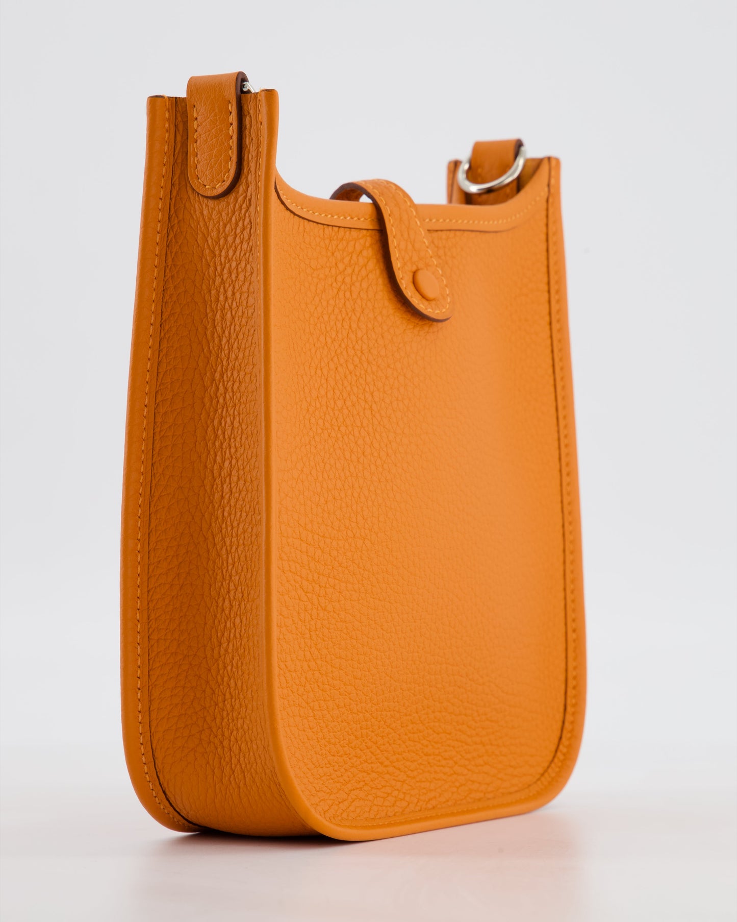 Hermes Mini Evelyne Bag in Orange Clemence Leather with Palladium Hardware