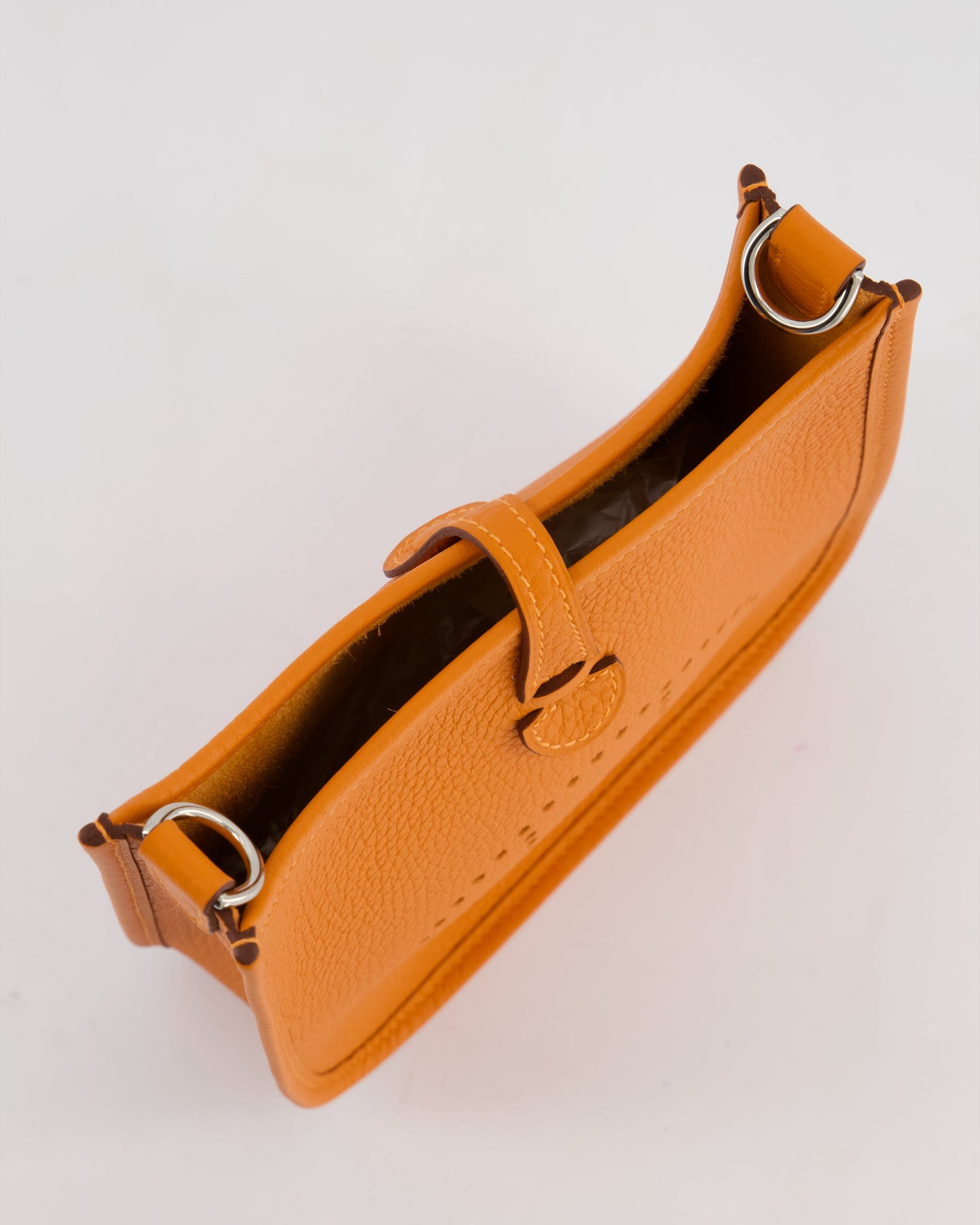 Hermes Mini Evelyne Bag in Orange Clemence Leather with Palladium Hardware