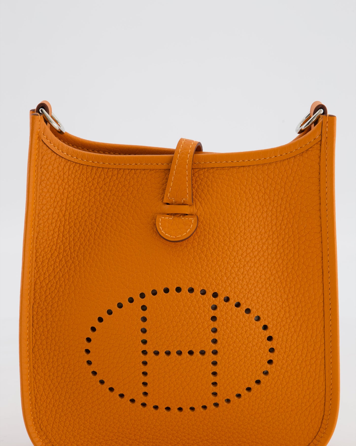 Hermes Mini Evelyne Bag in Orange Clemence Leather with Palladium Hardware