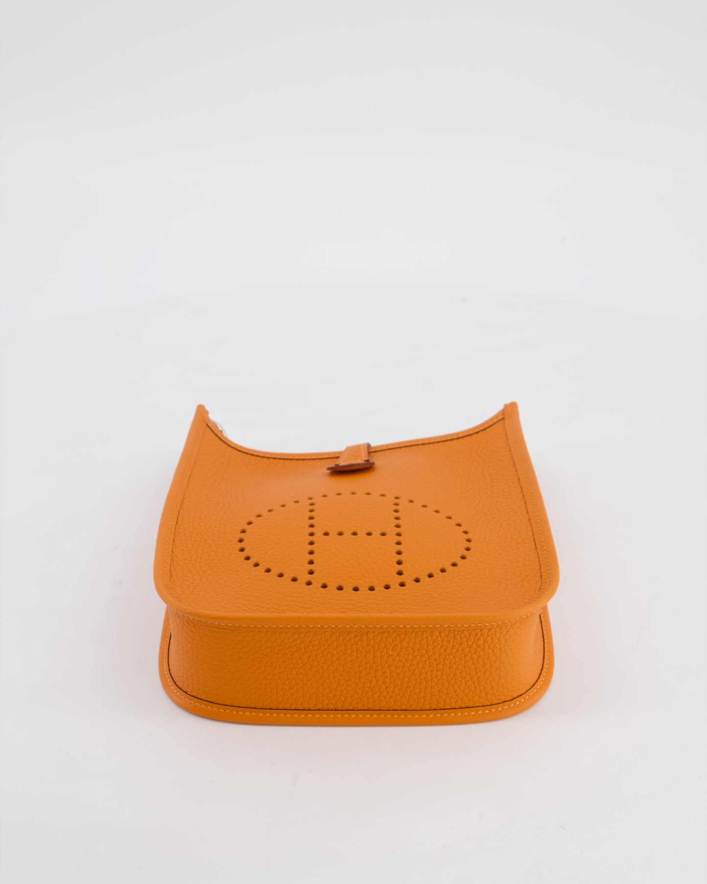 Hermes Mini Evelyne Bag in Orange Clemence Leather with Palladium Hardware