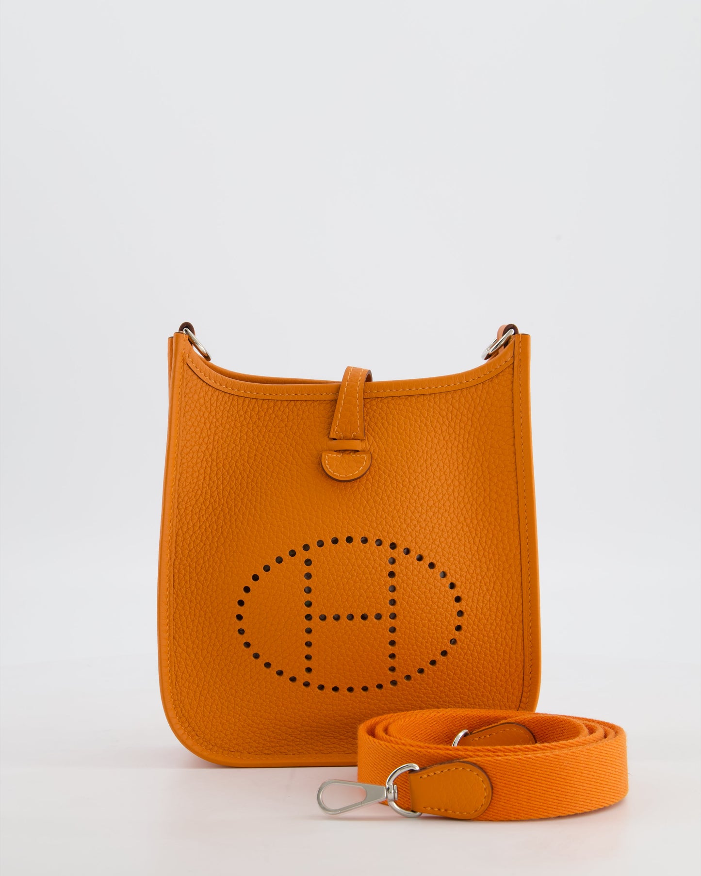 Hermes Mini Evelyne Bag in Orange Clemence Leather with Palladium Hardware
