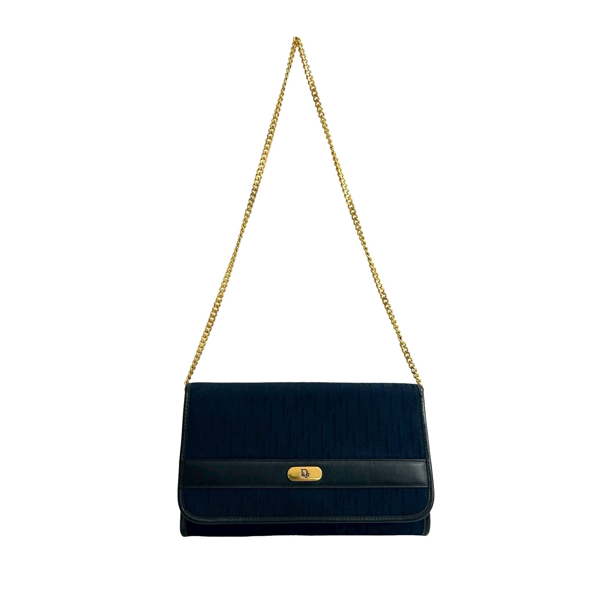 Blue Dior Diorissimo Trotter Canvas Chain Shoulder Bag