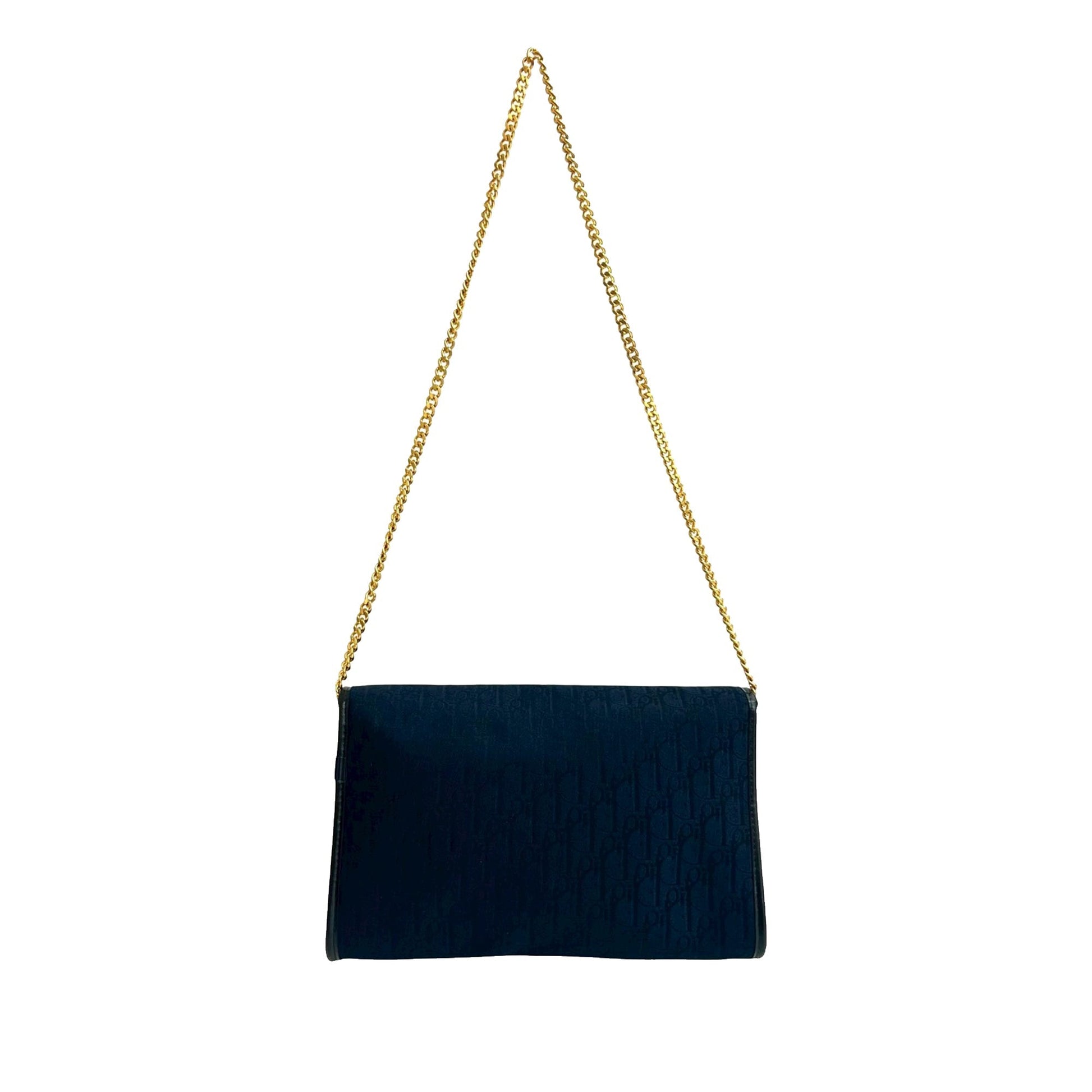 Blue Dior Diorissimo Trotter Canvas Chain Shoulder Bag