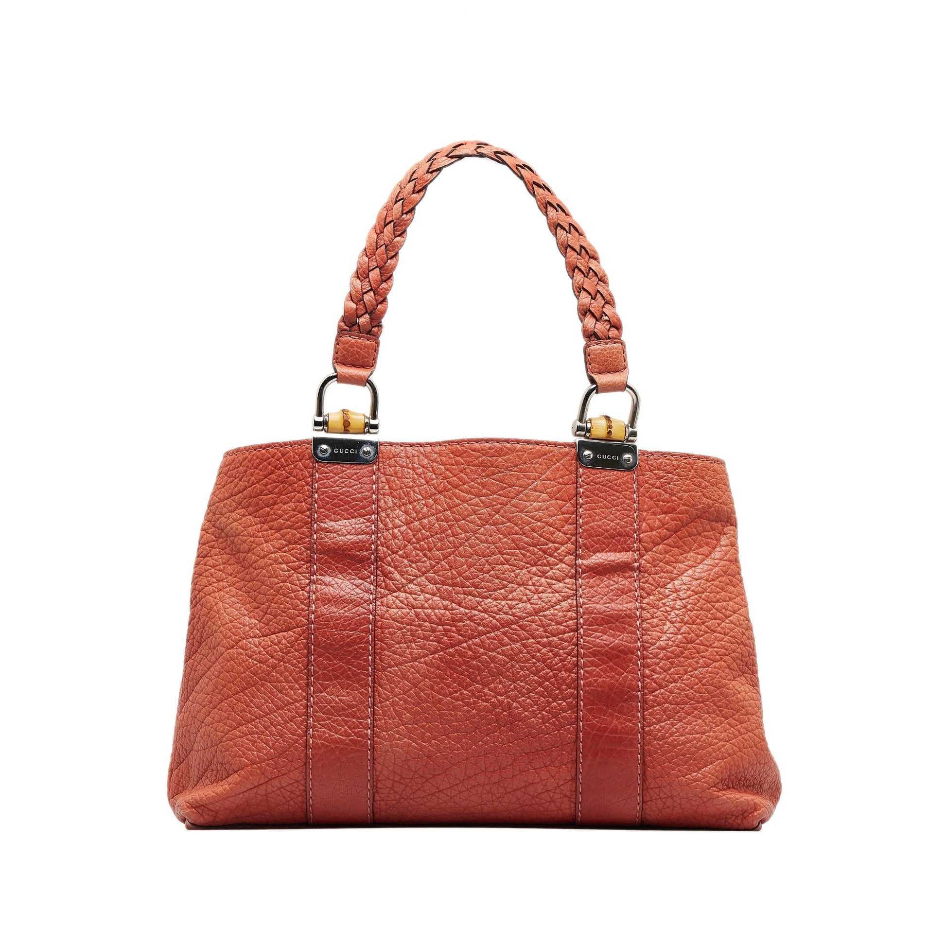 Gucci Bamboo Orange Leather Tote Style 2