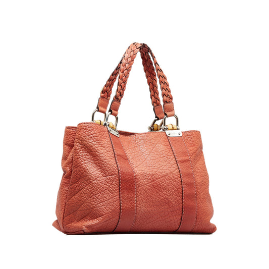 Gucci Bamboo Orange Leather Tote Style 2