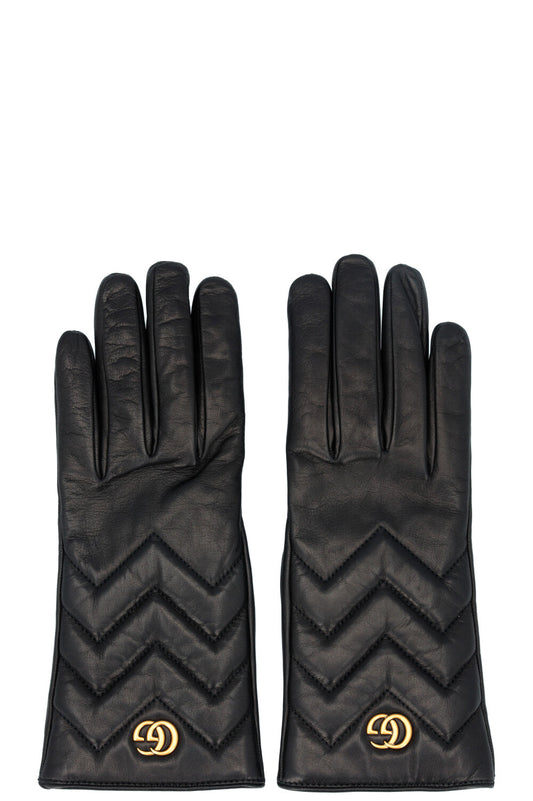 GUCCI Quilted Marmont Gloves Leather Black