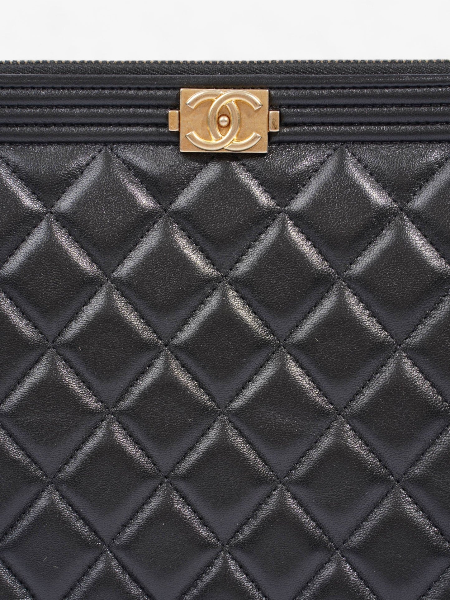 Chanel Medium Boy Pouch Black Lambskin Leather