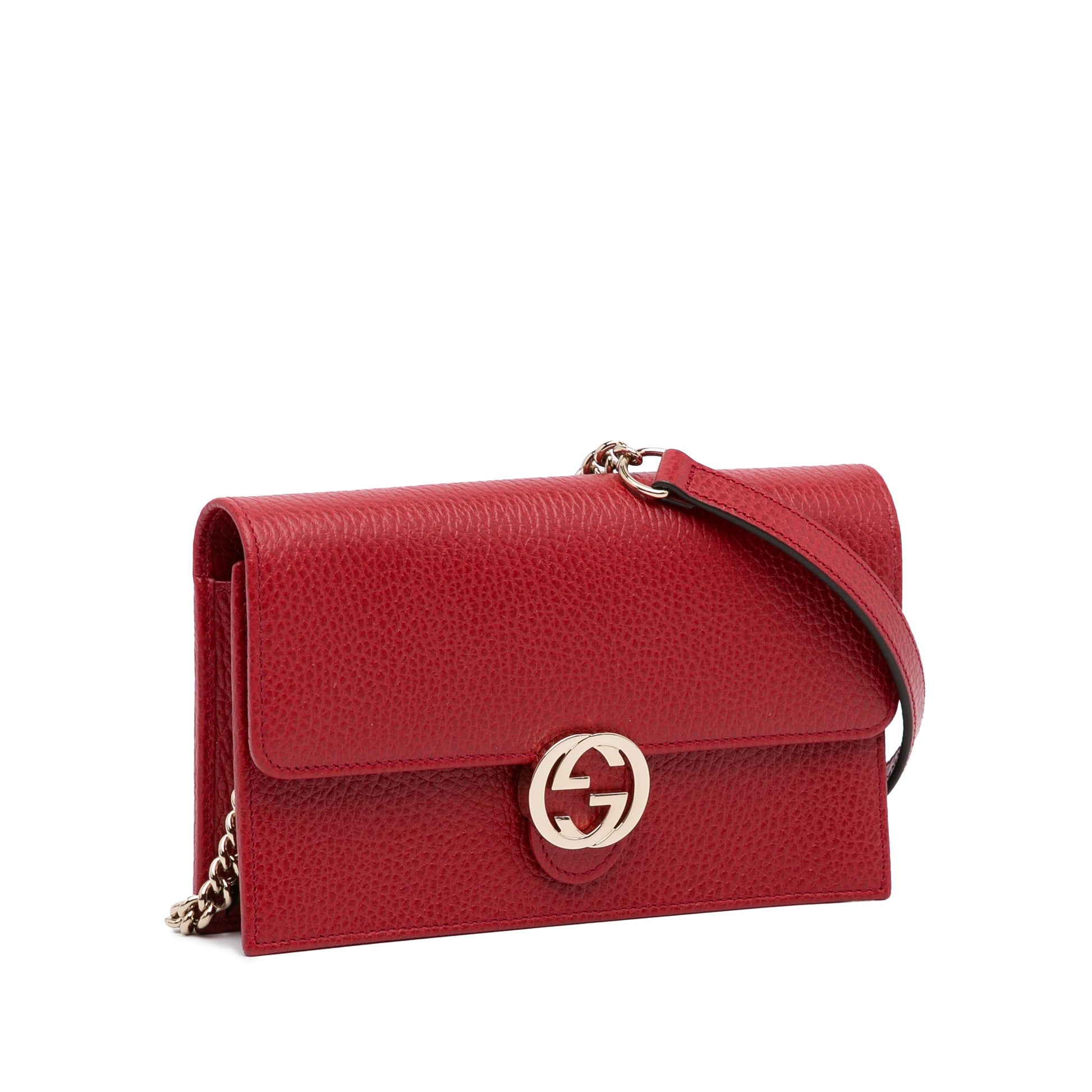 Gucci Interlocking G Red Leather Chain Crossbody Style 2