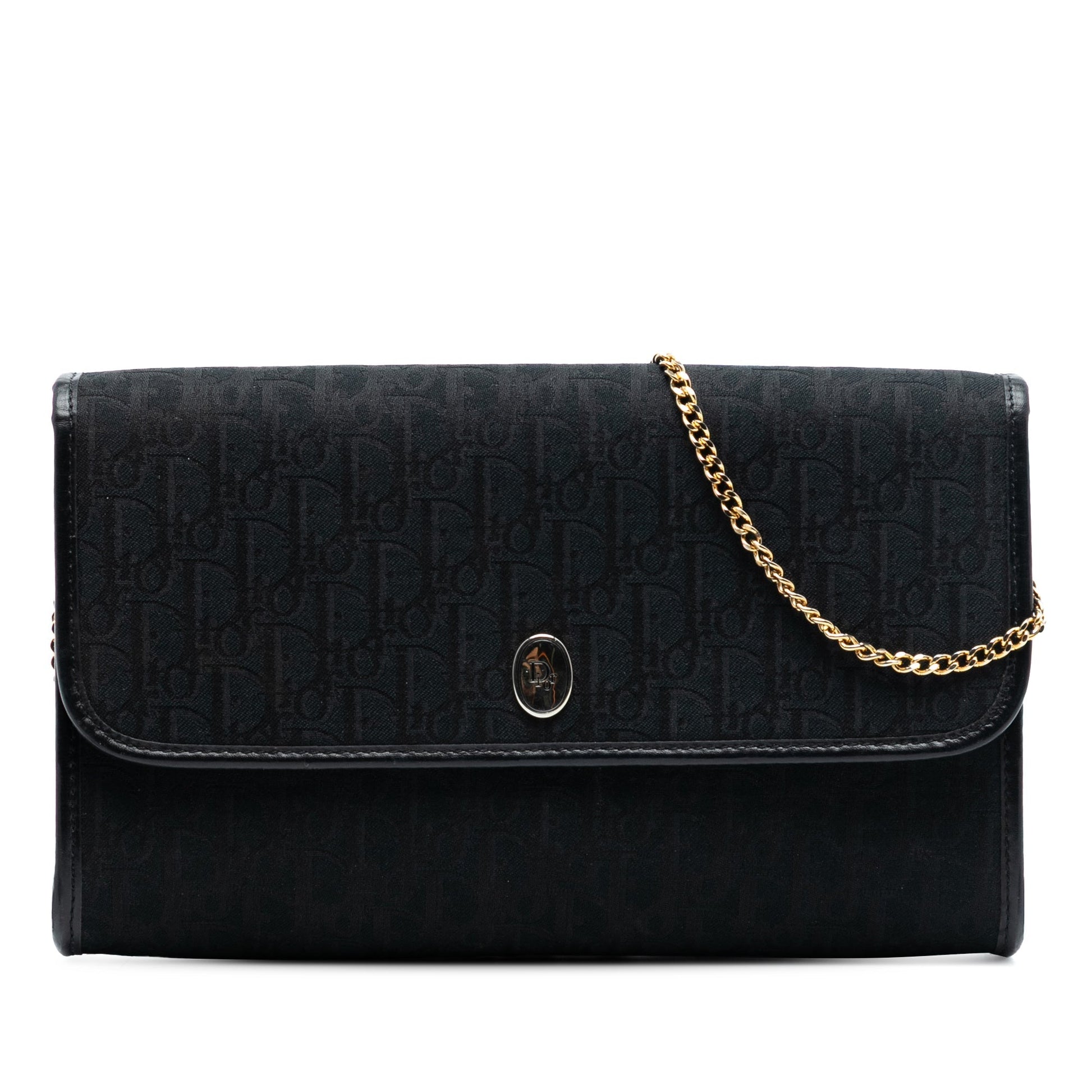 Black Dior Diorissimo Trotter Canvas Chain Shoulder Bag